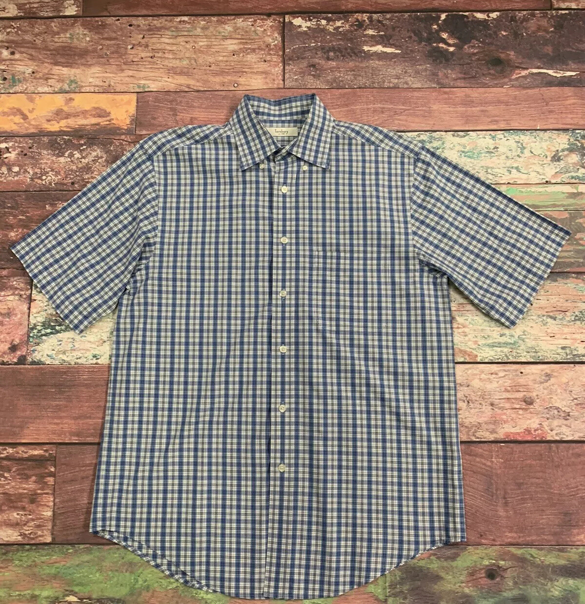 Turnbury Mens Short Sleeve Button Up Shirt Blue Soze Medium