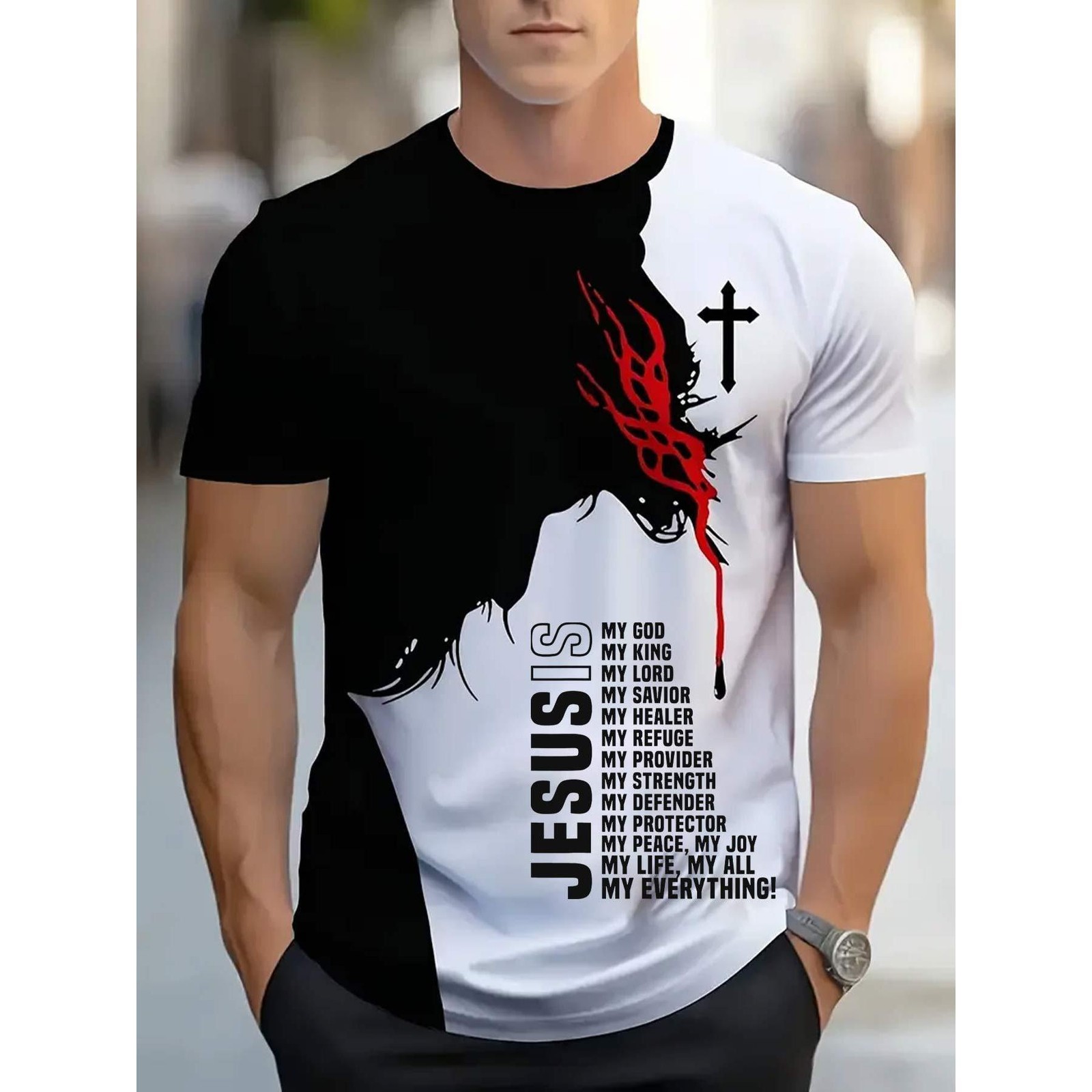 Gradient fashion print short-sleeve T-shirt