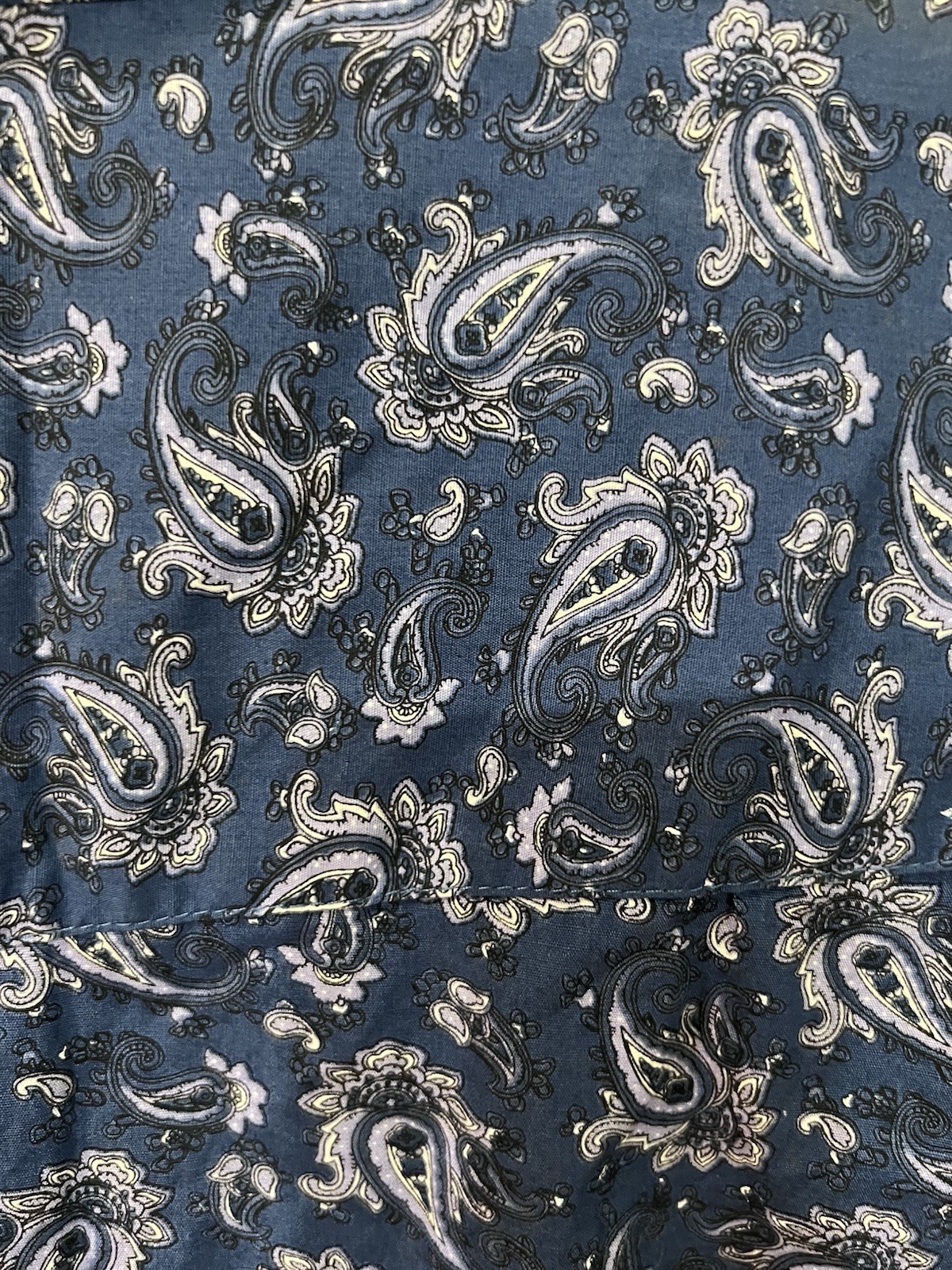 Western Shirt Mens XL Pearl Snap Long Sleeve blue Paisley Franky Max Rockabilly