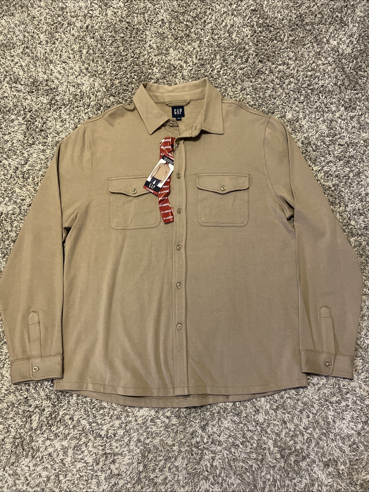 Gap Men’s XL Long Sleeve Comfortable Soft Knit Button Up Brown NWT