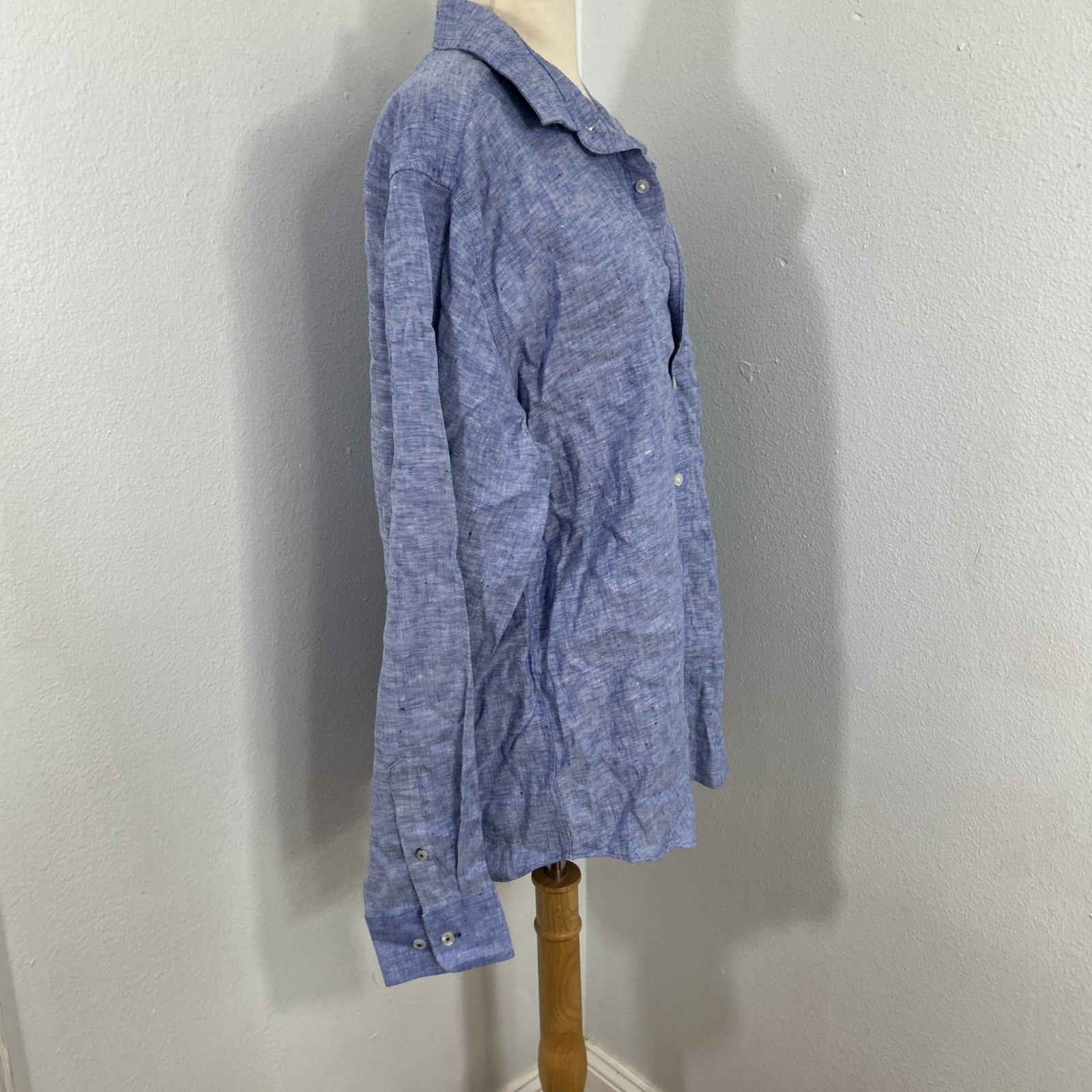 Untuckit Shirt Mens XLBlue Linen Button Down Preppy Yachting Beach Coastal