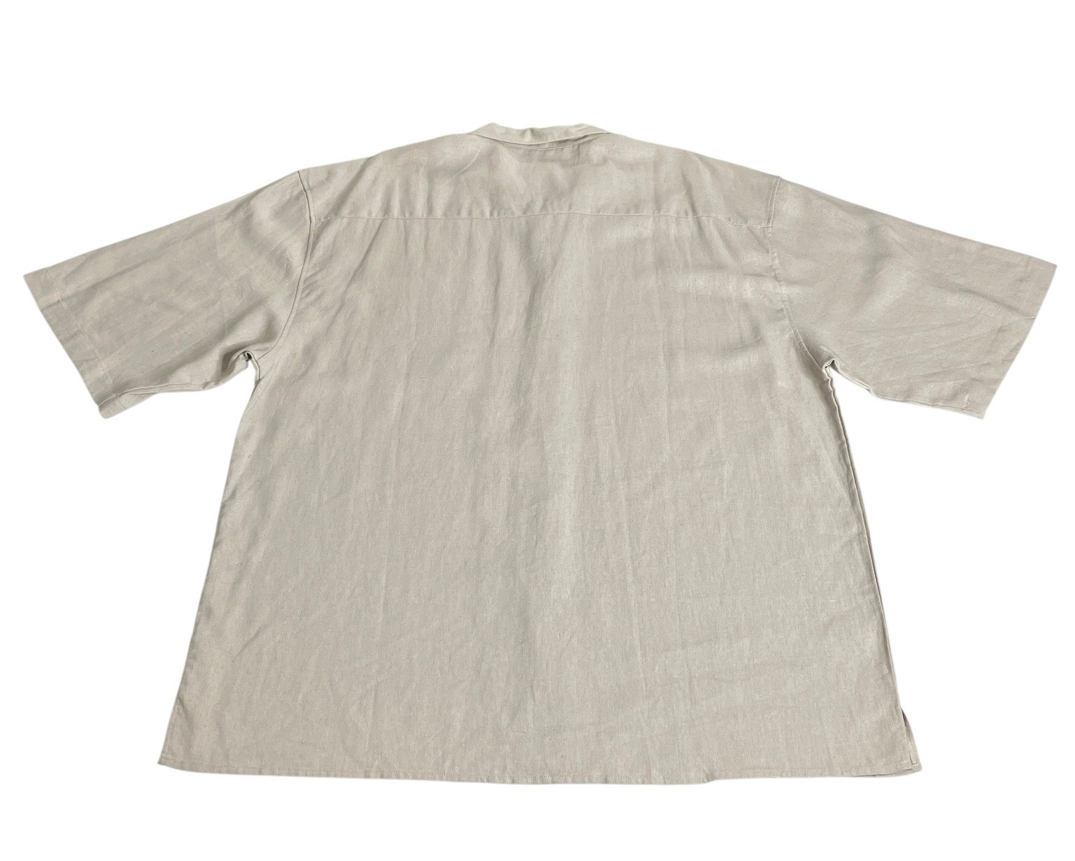 Trust Mens XXL Linen Rayon Camp Shirt Khaki Tan Button Up Resort NWT