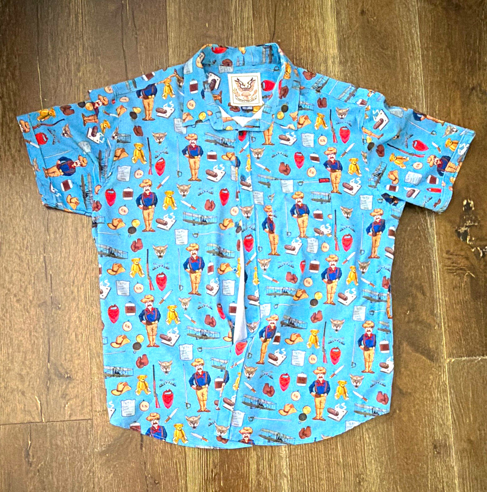 RSVLTS Teddy Roosevelt Man In the Arena KUNUFLEX Button-Up Shirt Men 3XL MINT