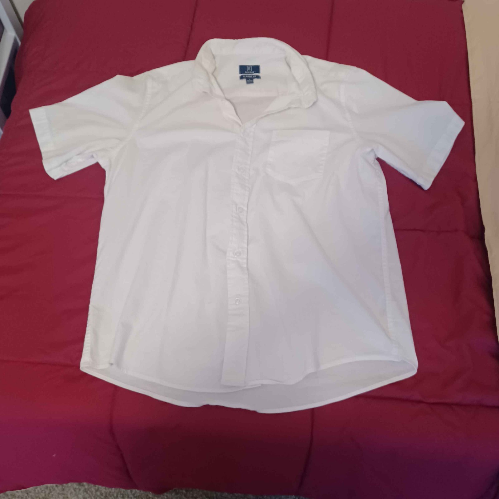 Men’s White Button Down Shirt by George, Size L