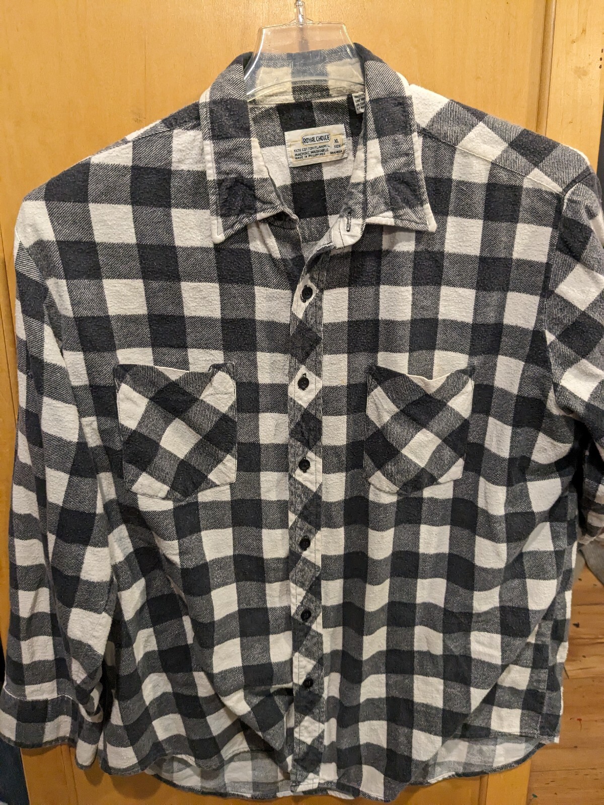 VINTAGE 80s Royal Choice Long Sleeve Button Shirt Adult XL Mens Plaid