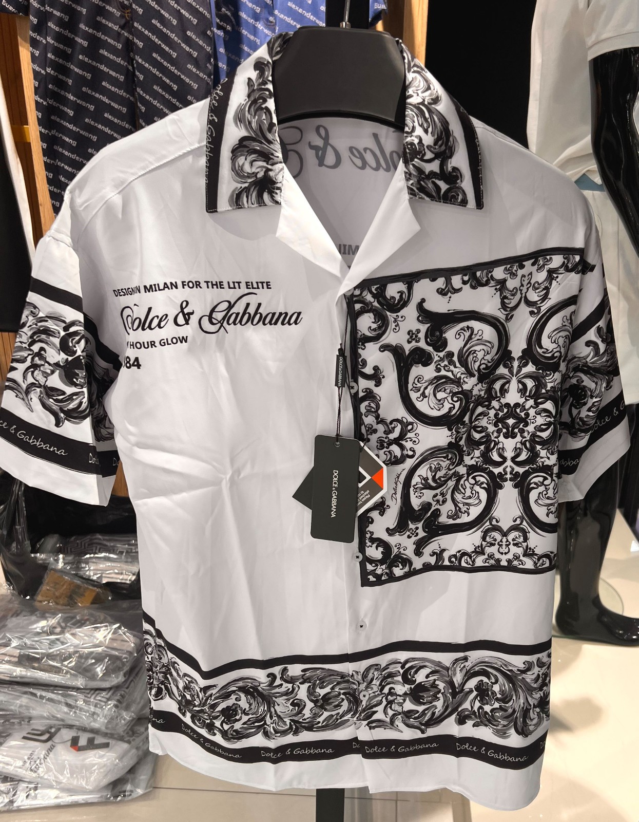 Dolce & Gabbana Majolica-Print Hawaii Button Down Short Sleeve Satin Us Shirt