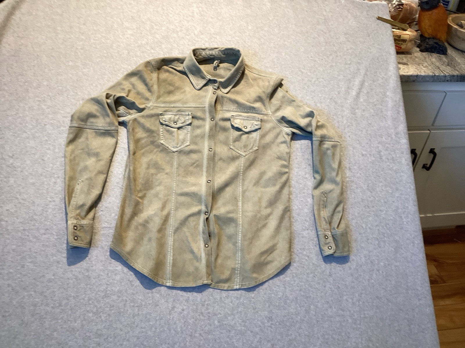 Roncarati Suede Button Up Long Sleeve Shirt 44 Made In Italy
