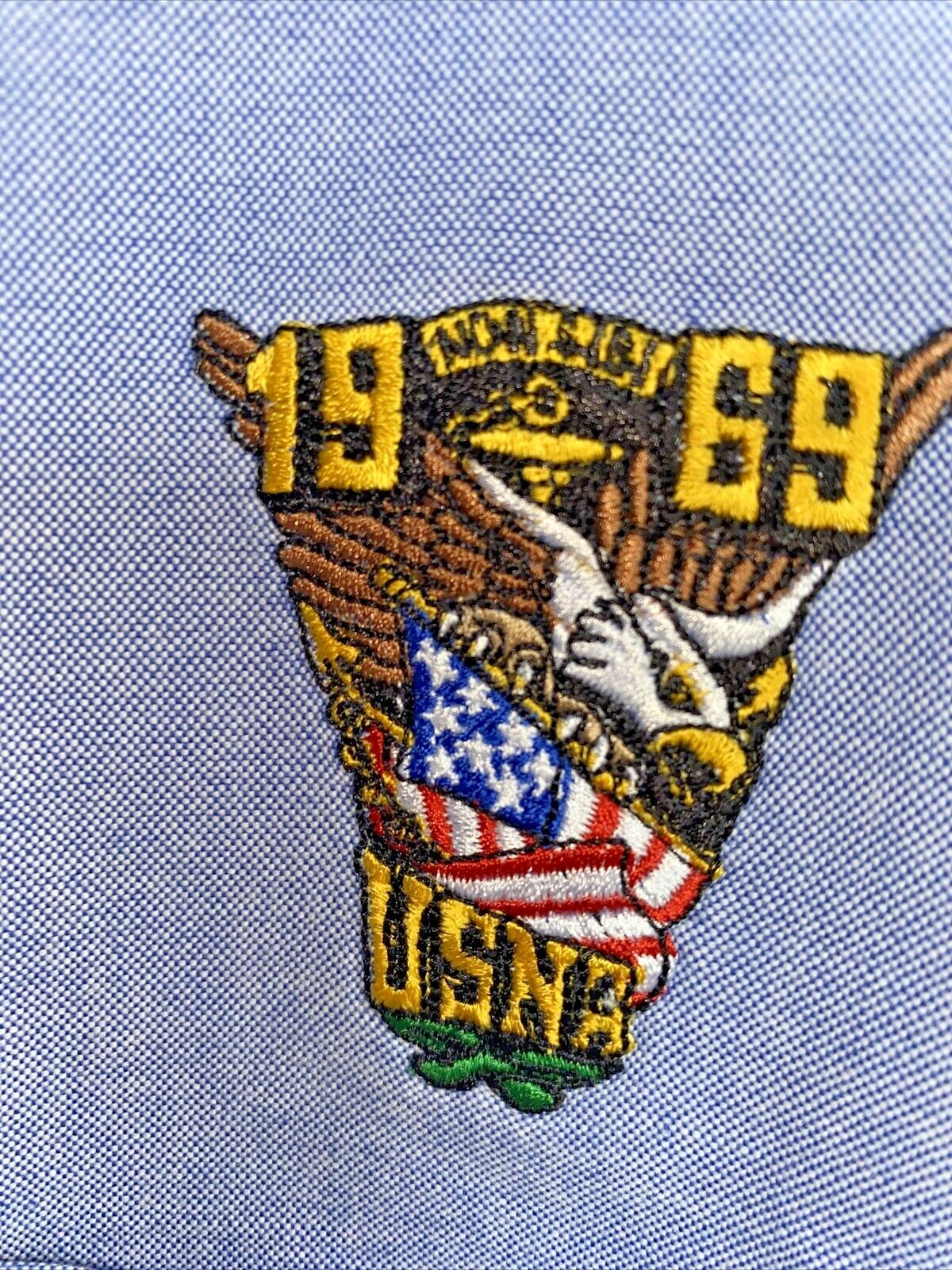 1969 U.S.N.A PATCH OXFORD SHIRT BUTTON UP SZ XL bt