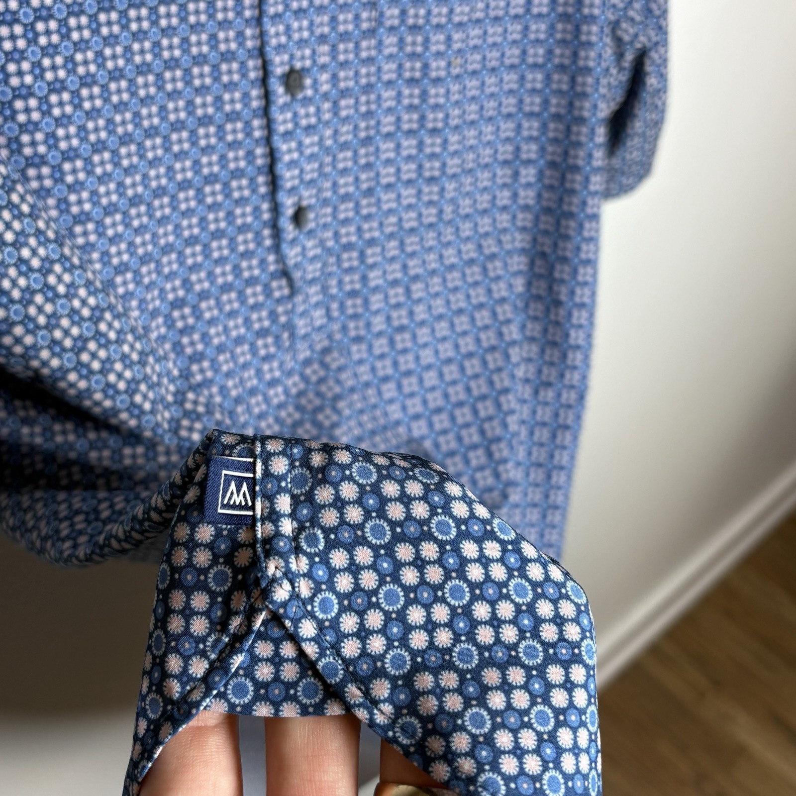 Mizzen + Main Leeward Mens XL Trim Floral Print Geo S/S Popover Shirt $138