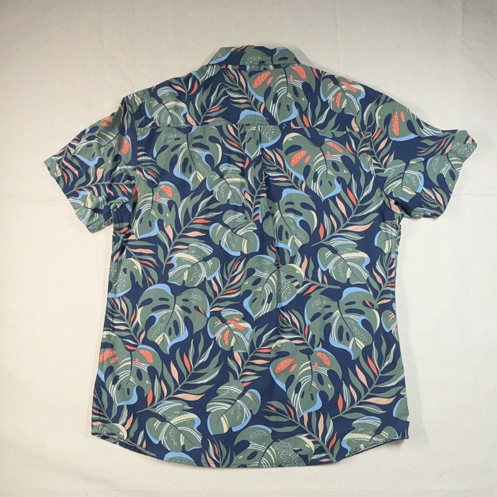 O’Neill Men’s M Standard Fit Blue Green Orange Tropical Hawaiian SS Button-Up