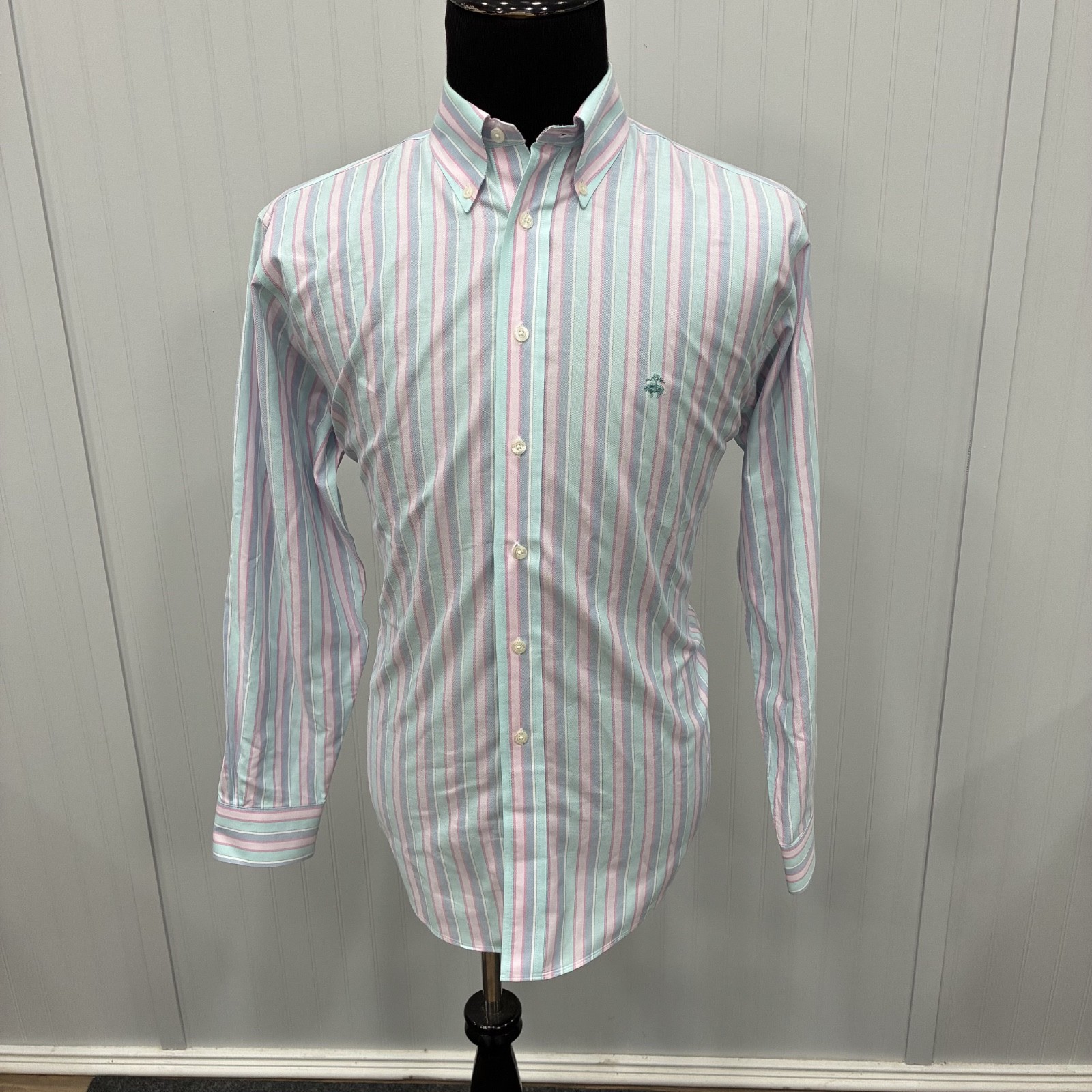 Brooks Brothers Men’s Medium Multicolored Striped Non-Iron Button-Front Shirt