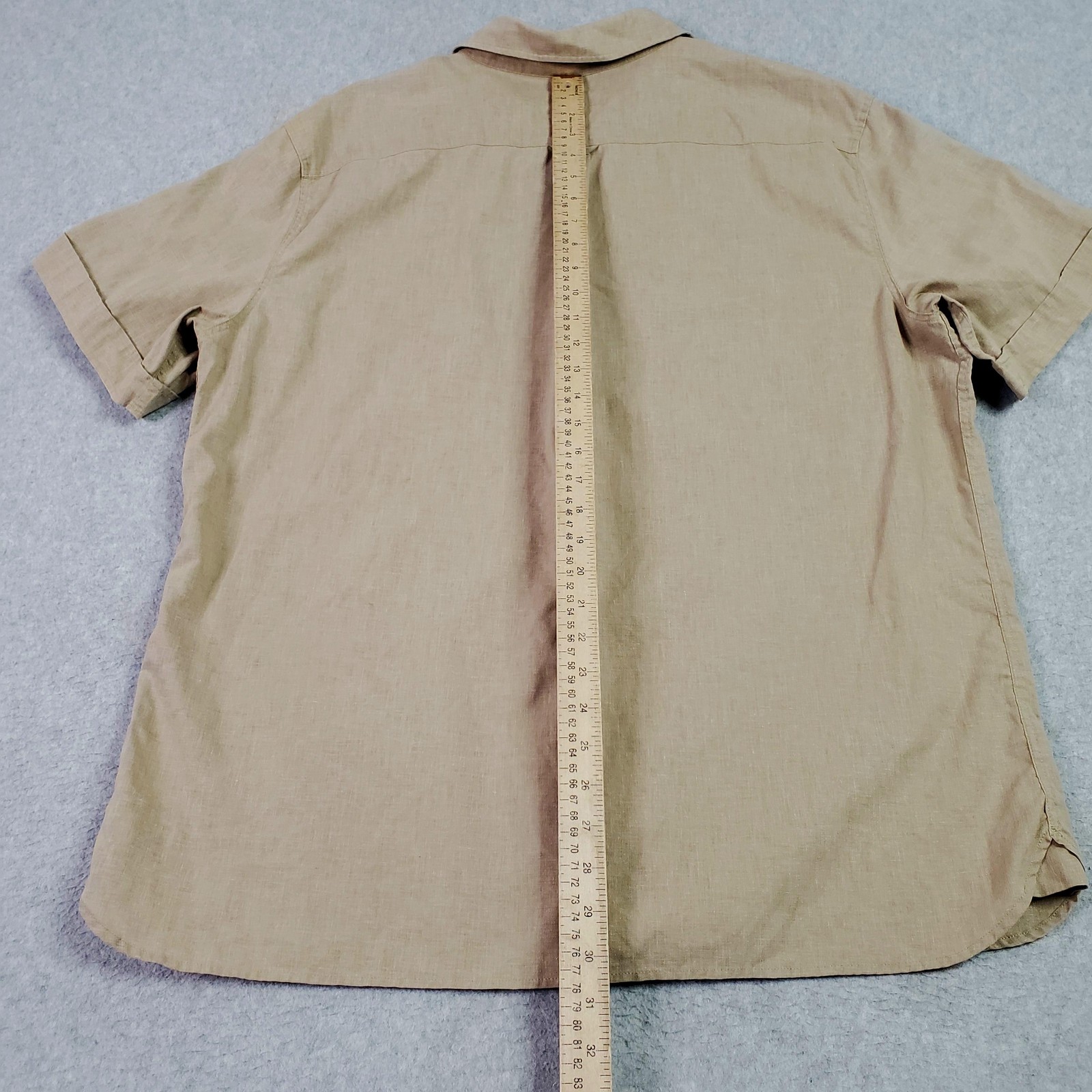 Fjallraven Shirt Mens 2XL Beige Hemp Blend Short Sleeve Button Up Comfort Fit