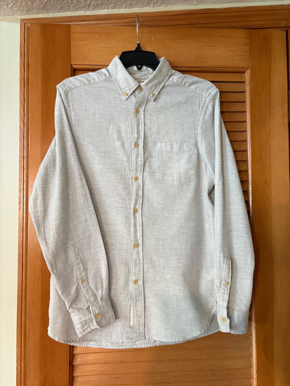 New Mens L.O.G.G. Linen-like Cotton Light Gray Long-Sleeve Button-Down Shirt S