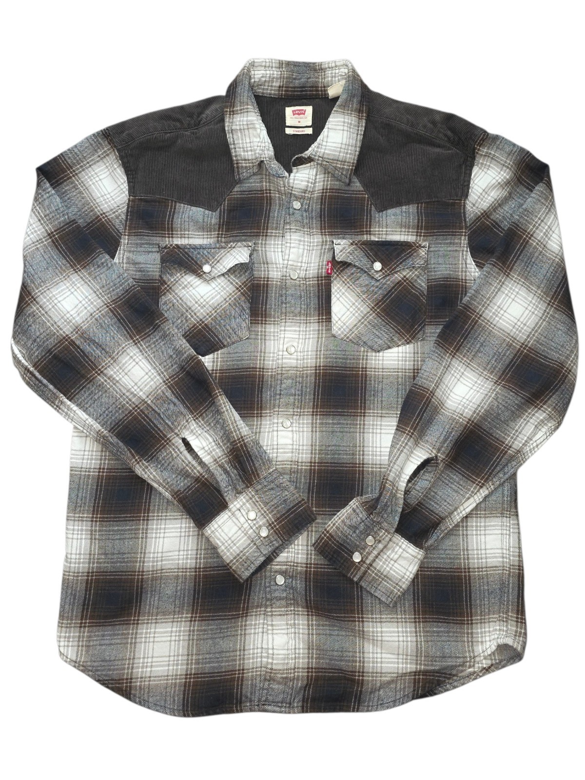 Levi’s Plaid Corduroy Flannel Button-Up Shirt Collared Long Sleeve M