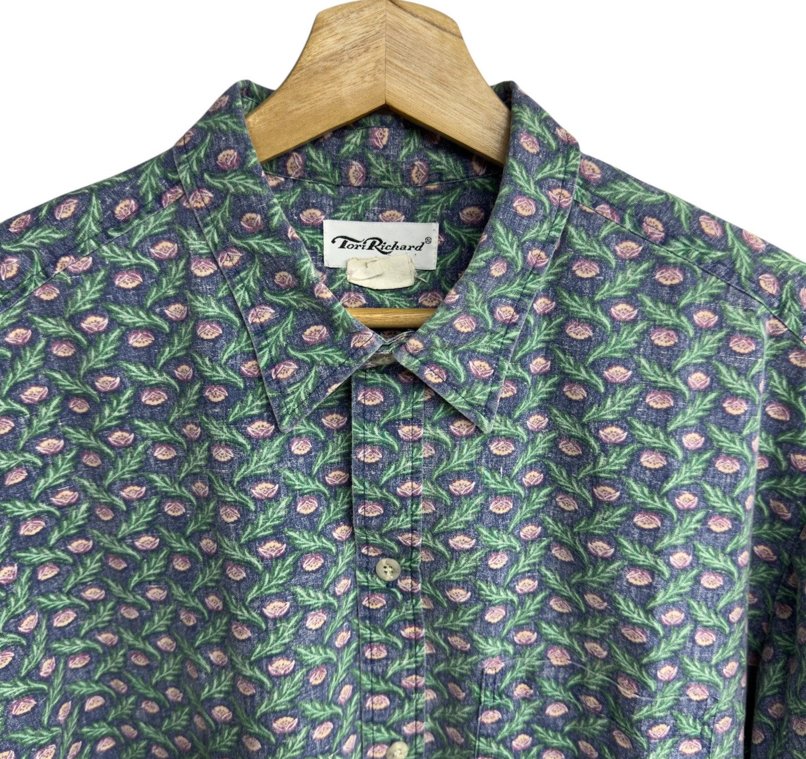 Tori Richard Vtg 70s Men’s 2XL Button Front Multicolor Floral Hawaiian Shirt USA
