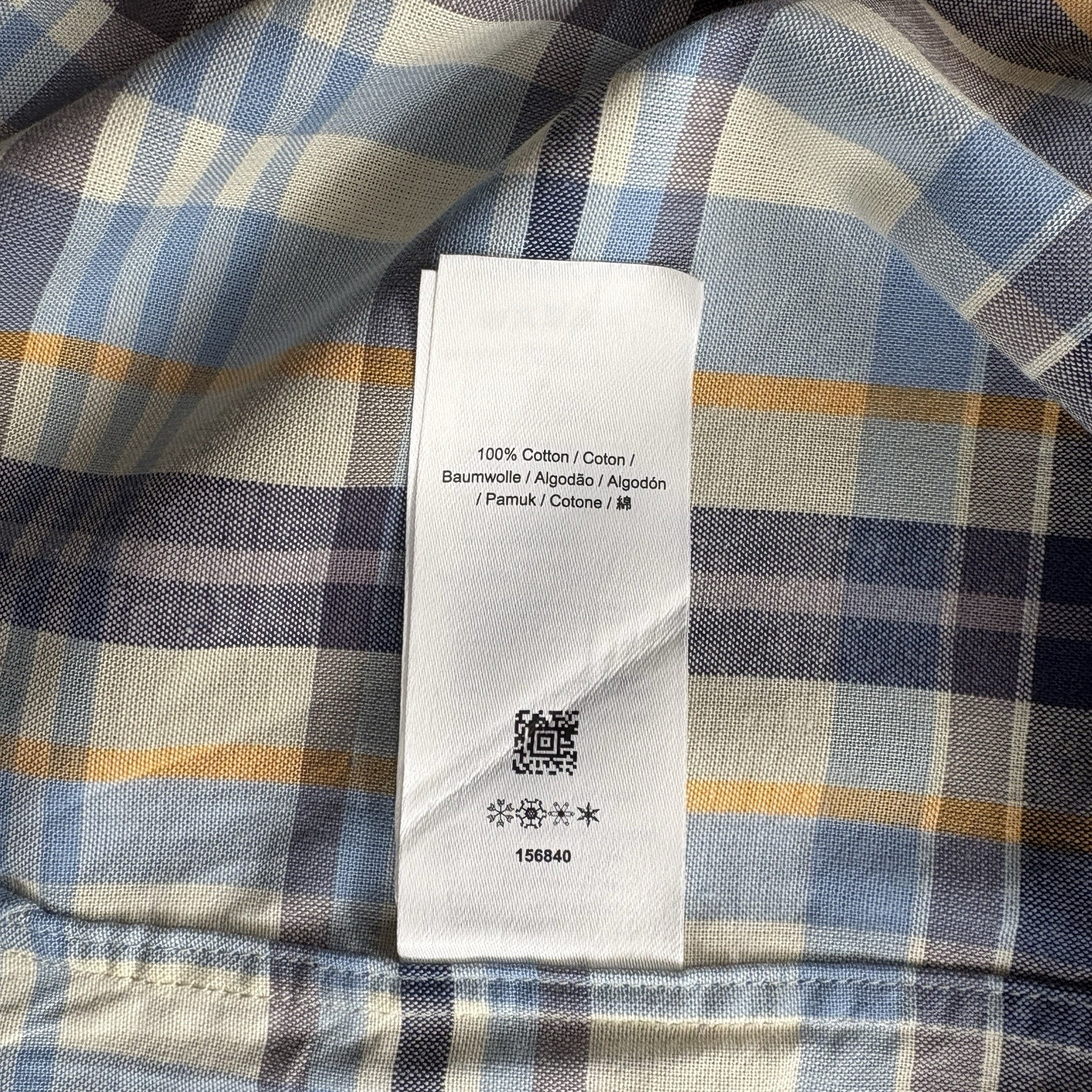 FRED PERRY Short Sleeve Check Shirt Blue White Orange Mens Size Large Mod 60s