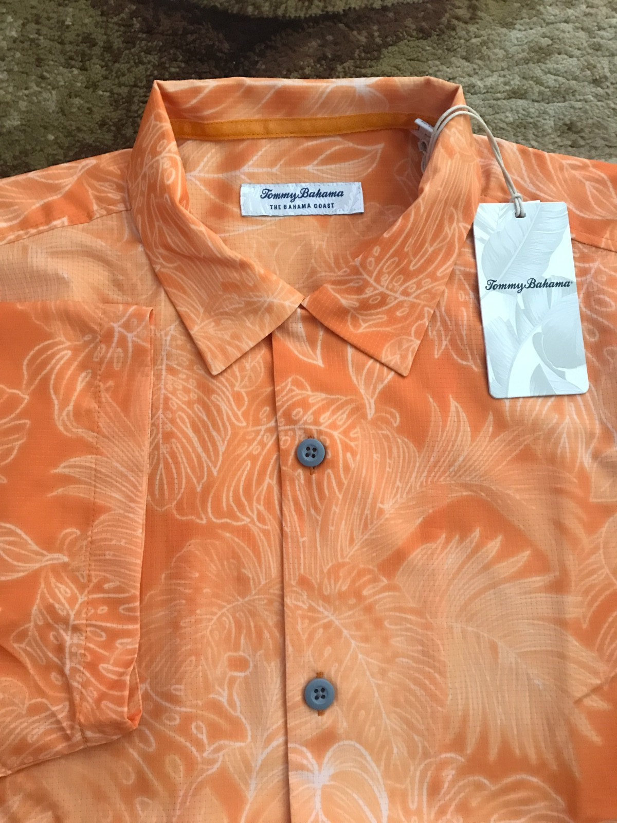 Tommy Bahama Tropical Luminescent Button Shirt Mens Size Medium Poppy Orange NWT