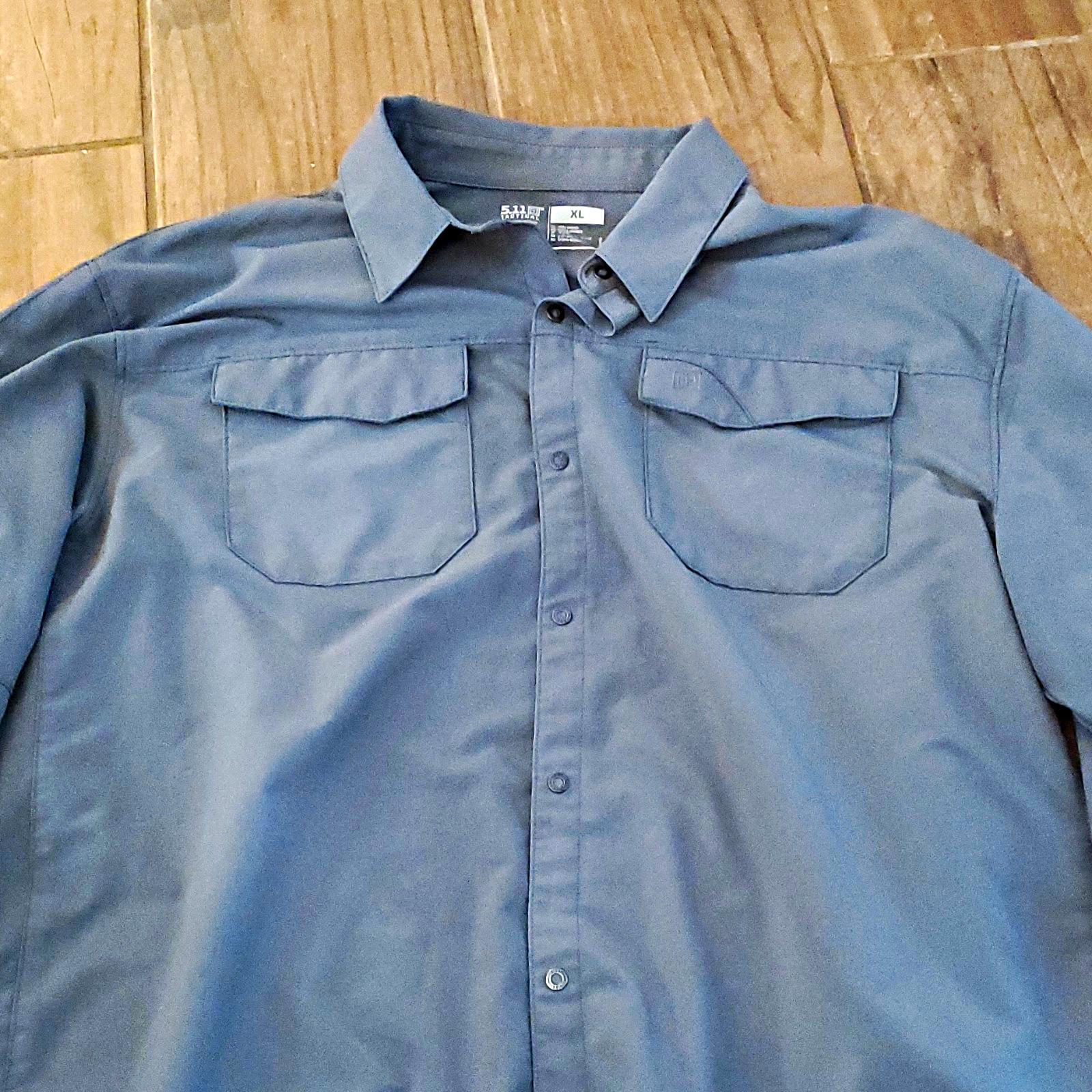 5.11 Tactical Woven Polyester Solid Gray L/S Button-Up Shirt Pockets XL Regular