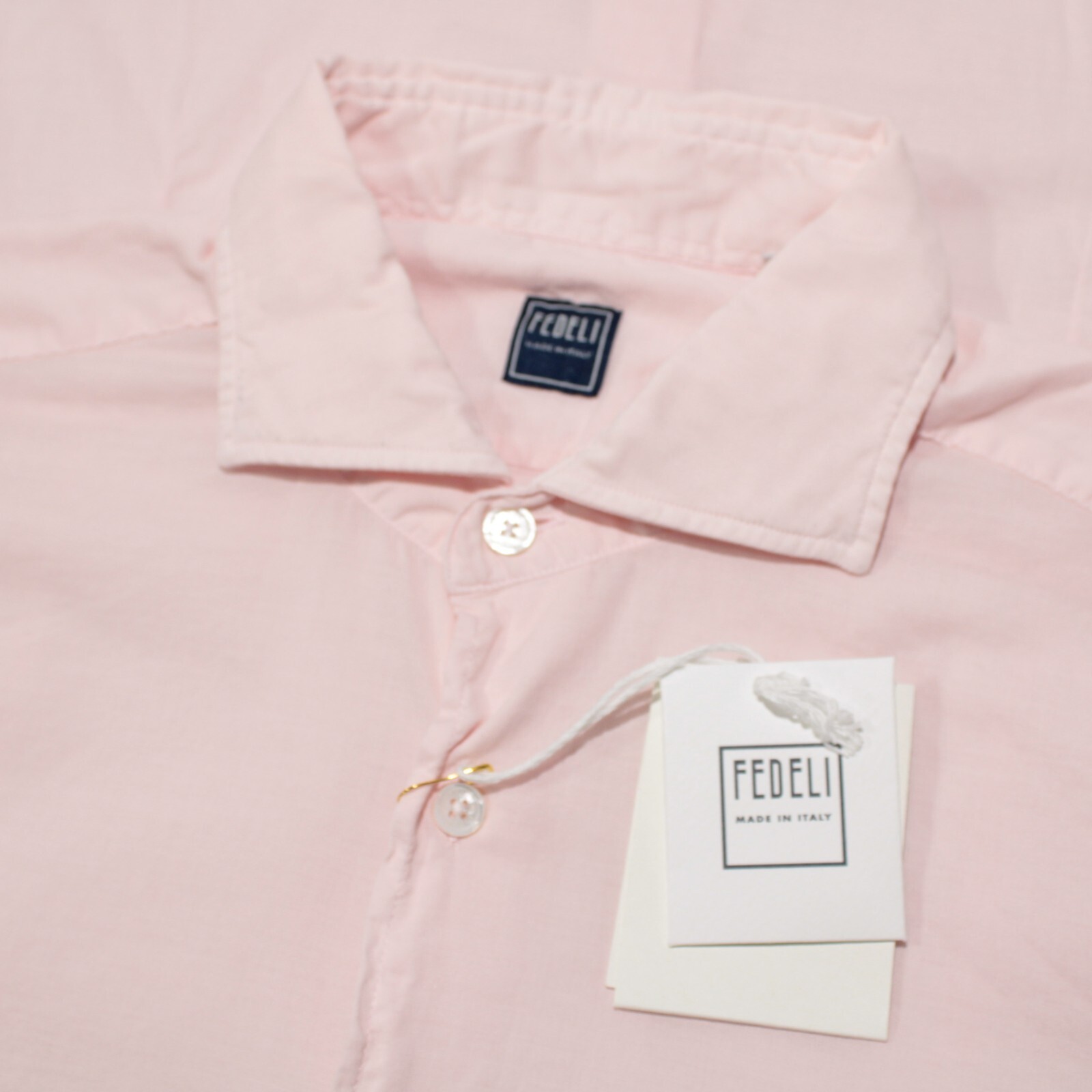 Fedeli NWD Sean Panamino Dusty Casual Shirt Size 15.75 / 40 In Pink Cotton Blend