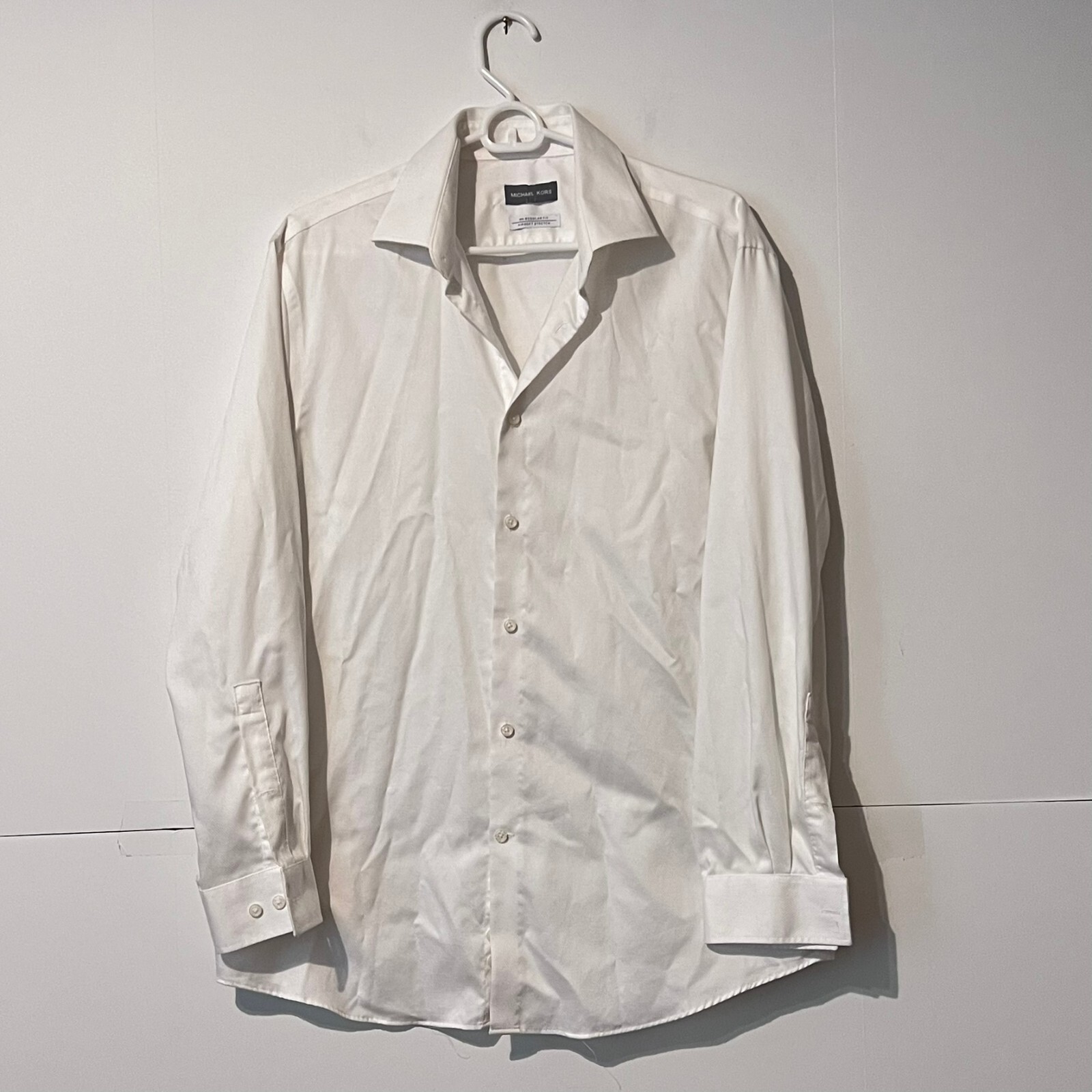Michael Kors Mens Shirt Size 16.5 32/33 White Regular Fit Airsoft Stretch