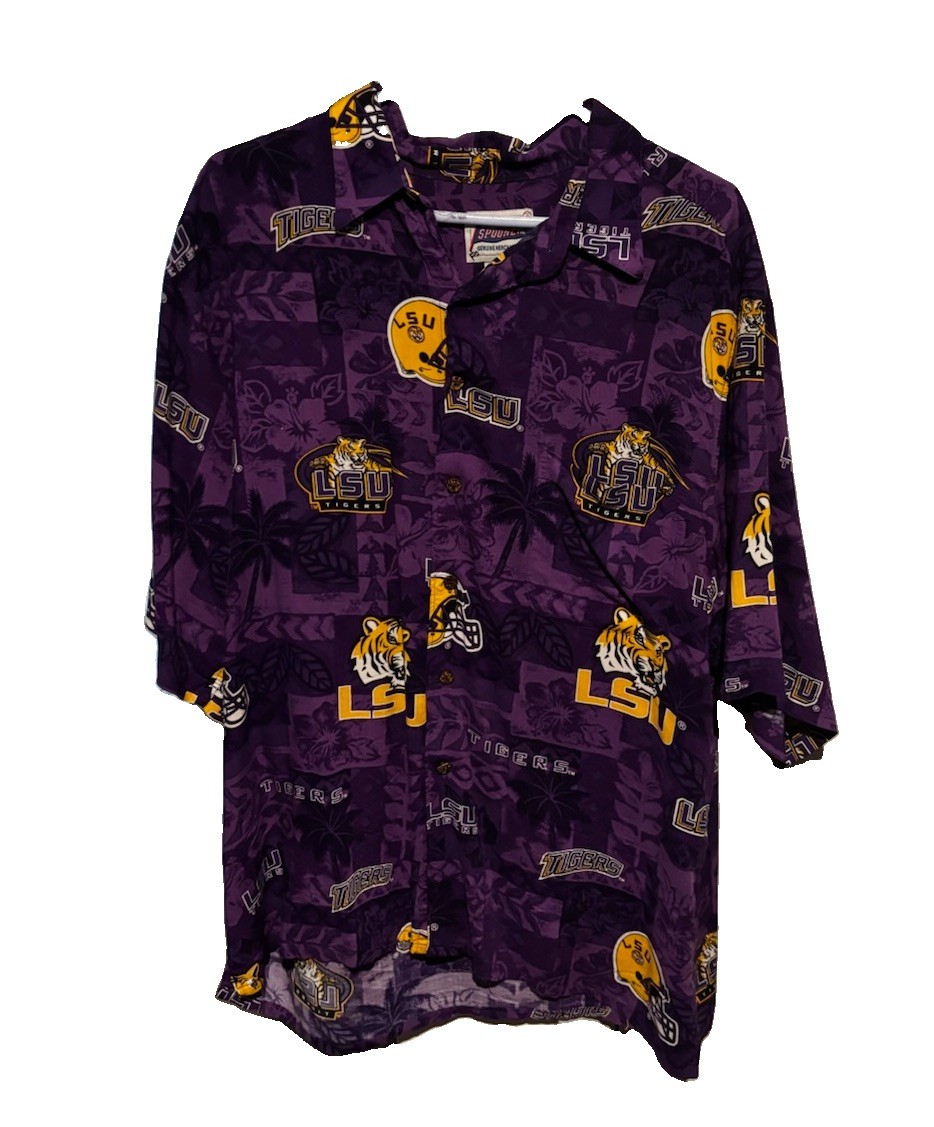 Vintage Spooner LSU Louisiana State Hawaiian Button-Up Shirt Men’s XL
