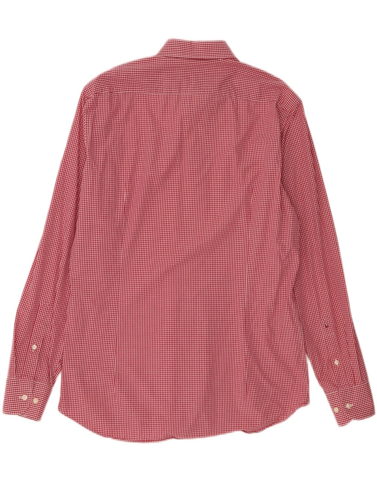 TOMMY HILFIGER Mens Fitted Shirt Size 42 16 1/2 Large Red Gingham CM01