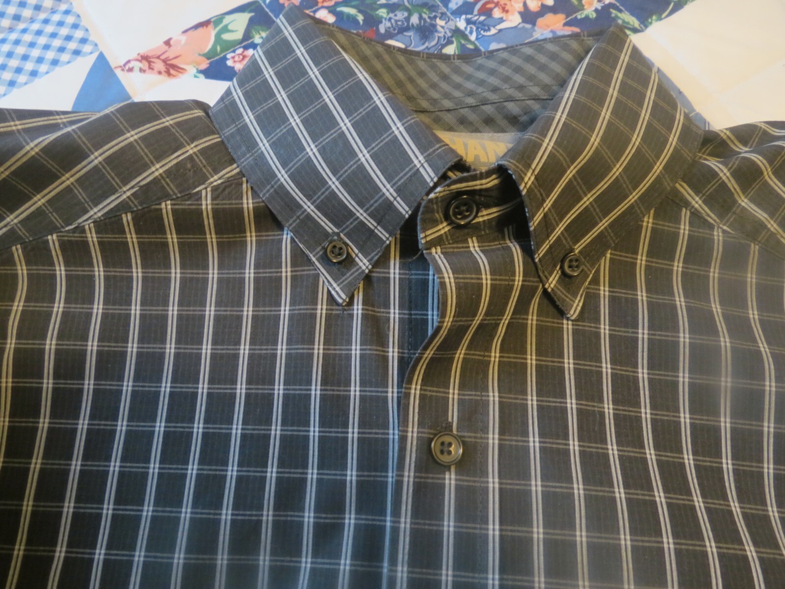 Panhandle Slim Tuf Cooper Western Button Down Flip Cuff Black Check Shirt S