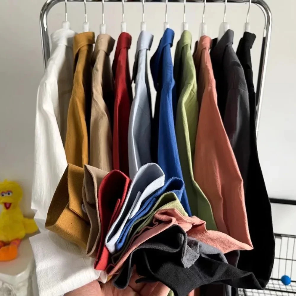Men’s Loose Cotton Linen Shirt Casual Breathable Summer Baggy Button-Up
