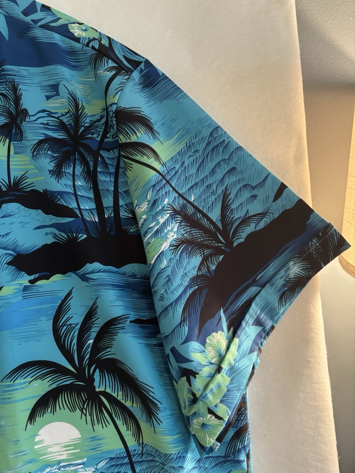 SheLucki Men’s Blue Hawaiian Tropical Floral Short Sleeve Button-Up Shirt XXL