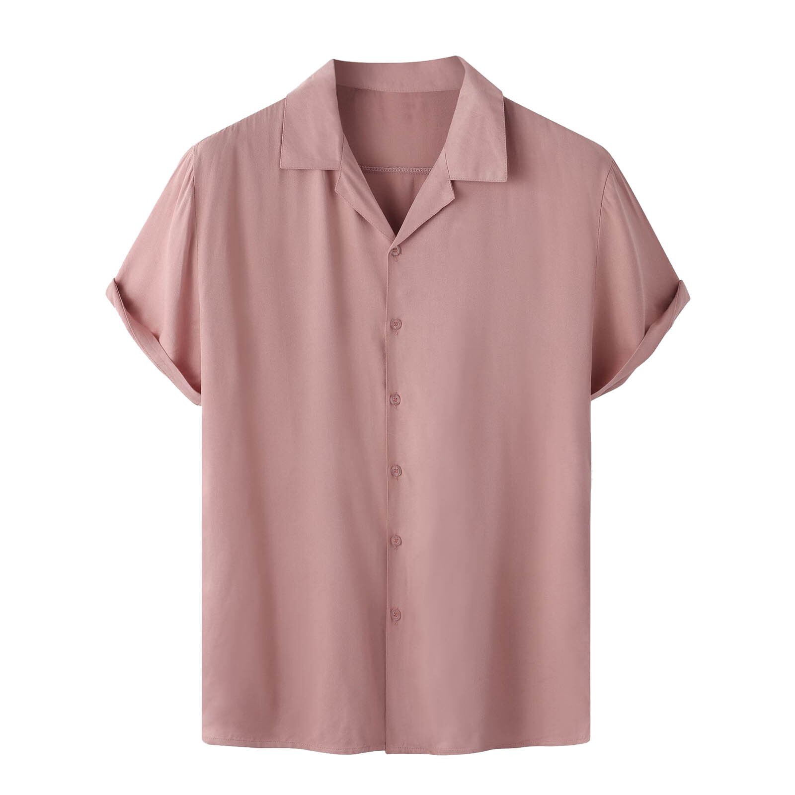 Men Casual Solid Color Shirt Short Sleeve Male Polyester Cool Shirts Top T-Shirt