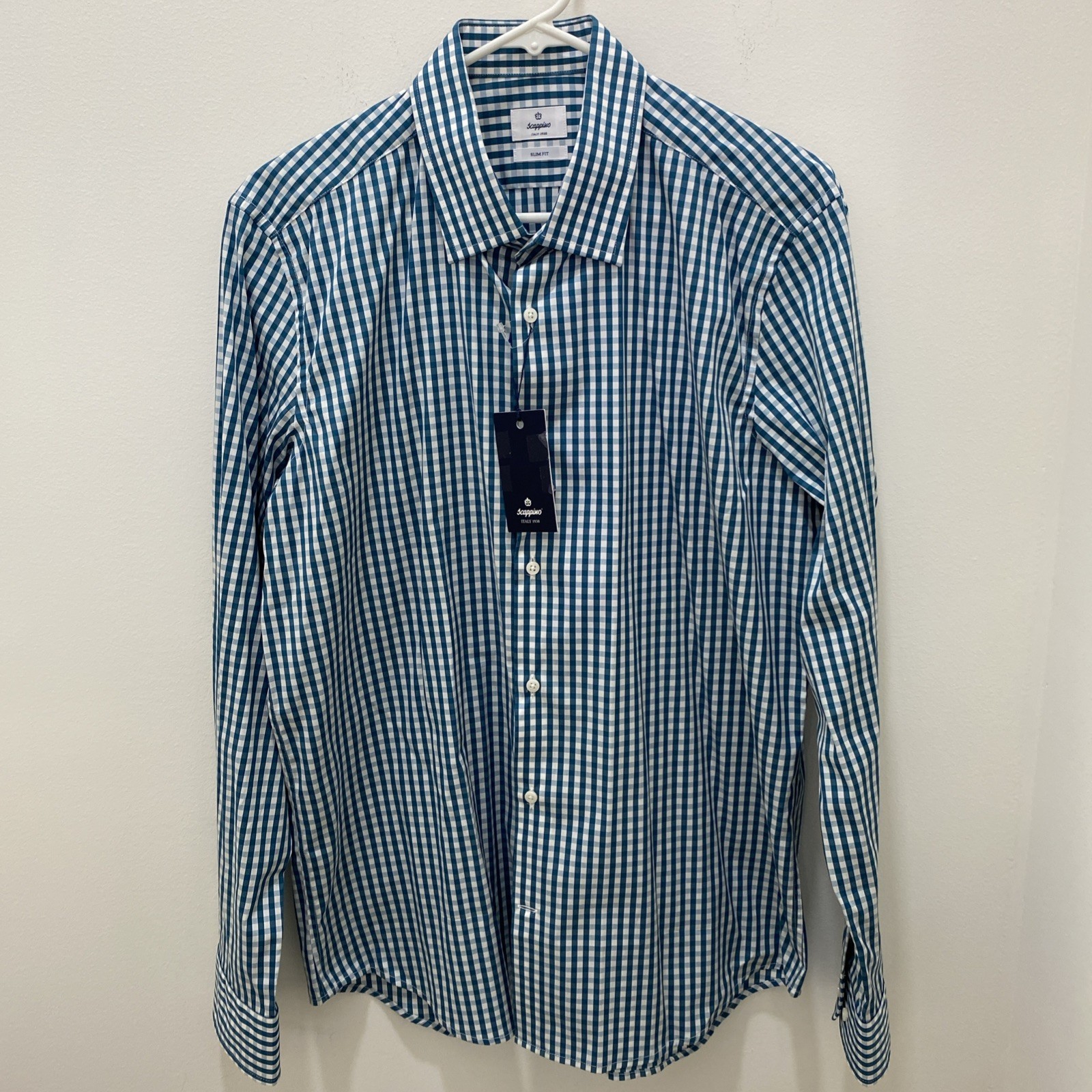 Scappino Mens XL Comfort Regular Fit Red White Gingham Check Shirt