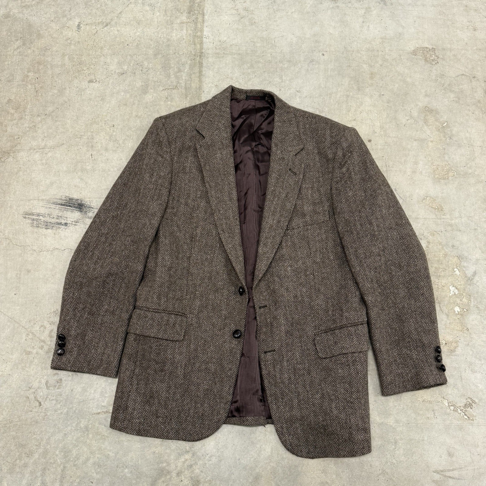 Woolrich Herringbone Tweed Wool Blazer Jacket Mens Size 41R brown