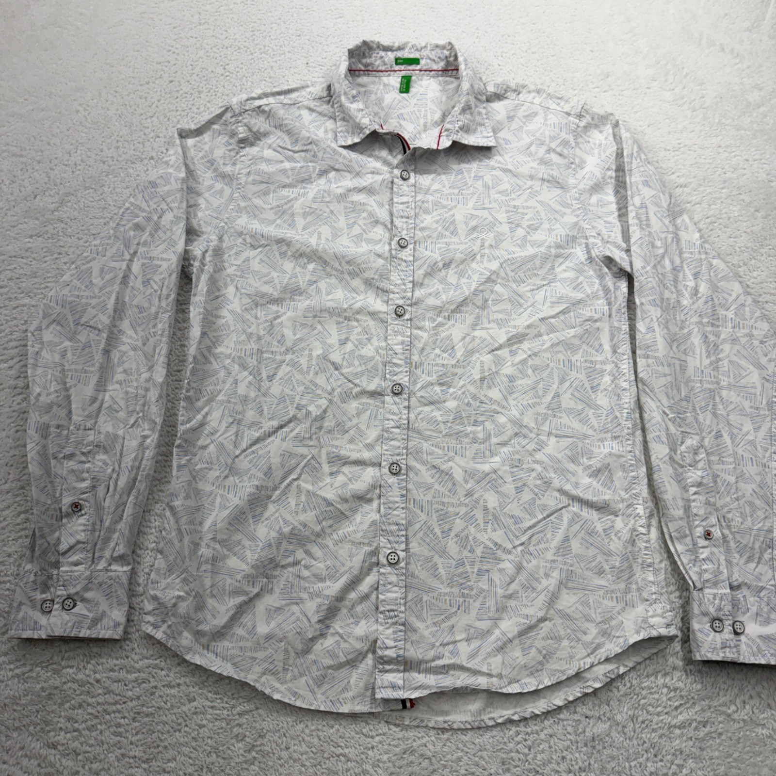 United Colors of Benetton Mens Slim Fit Abstract Print Button Down Shirt M