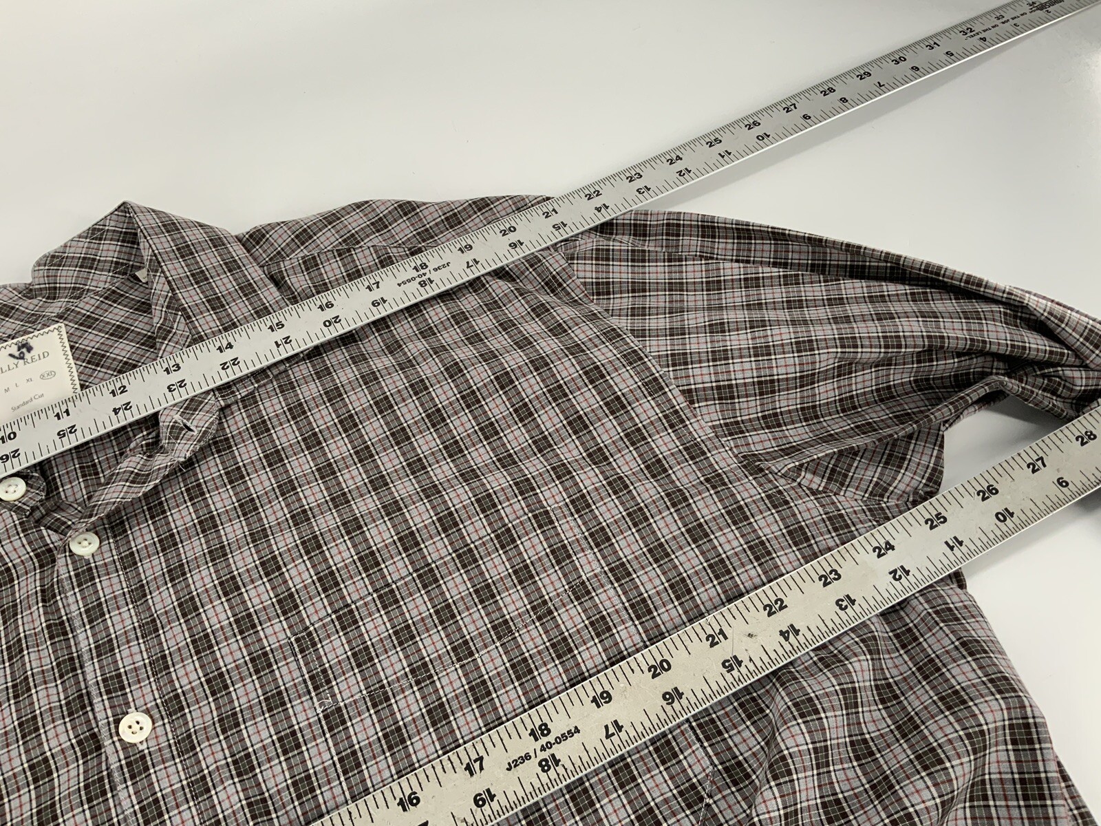 Billy Reid Standard Cut Button-Up Shirt XXL Brown Plaid Cotton Italy YGI C3-270