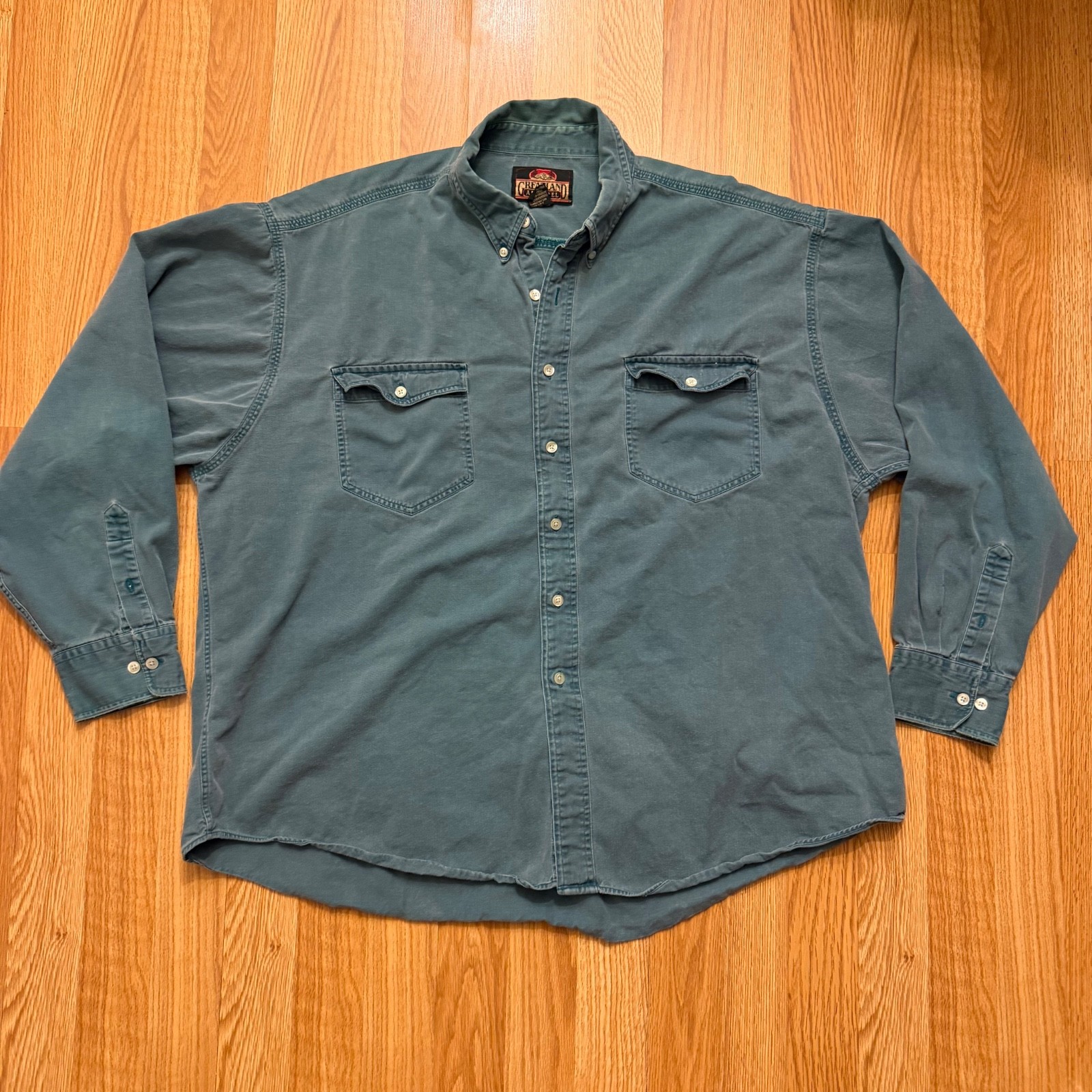 Greatland Apparel Men’s Long Sleeve Button Down Shirt Blue Size XXL 2XL Vintage