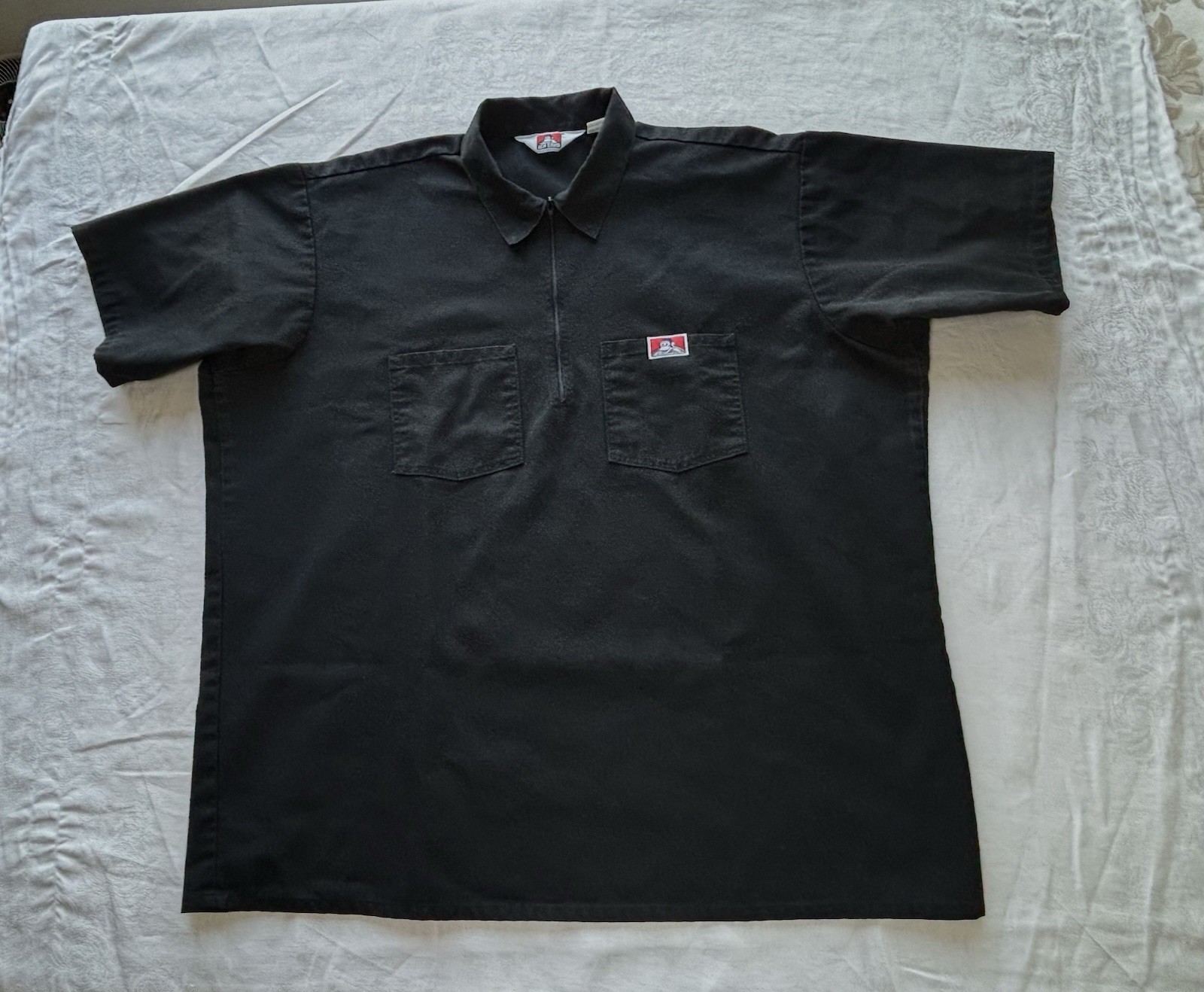 Ben Davis Half-Zip Work Shirt Black Short Sleeve Made in USA Plenty Tough 2XL