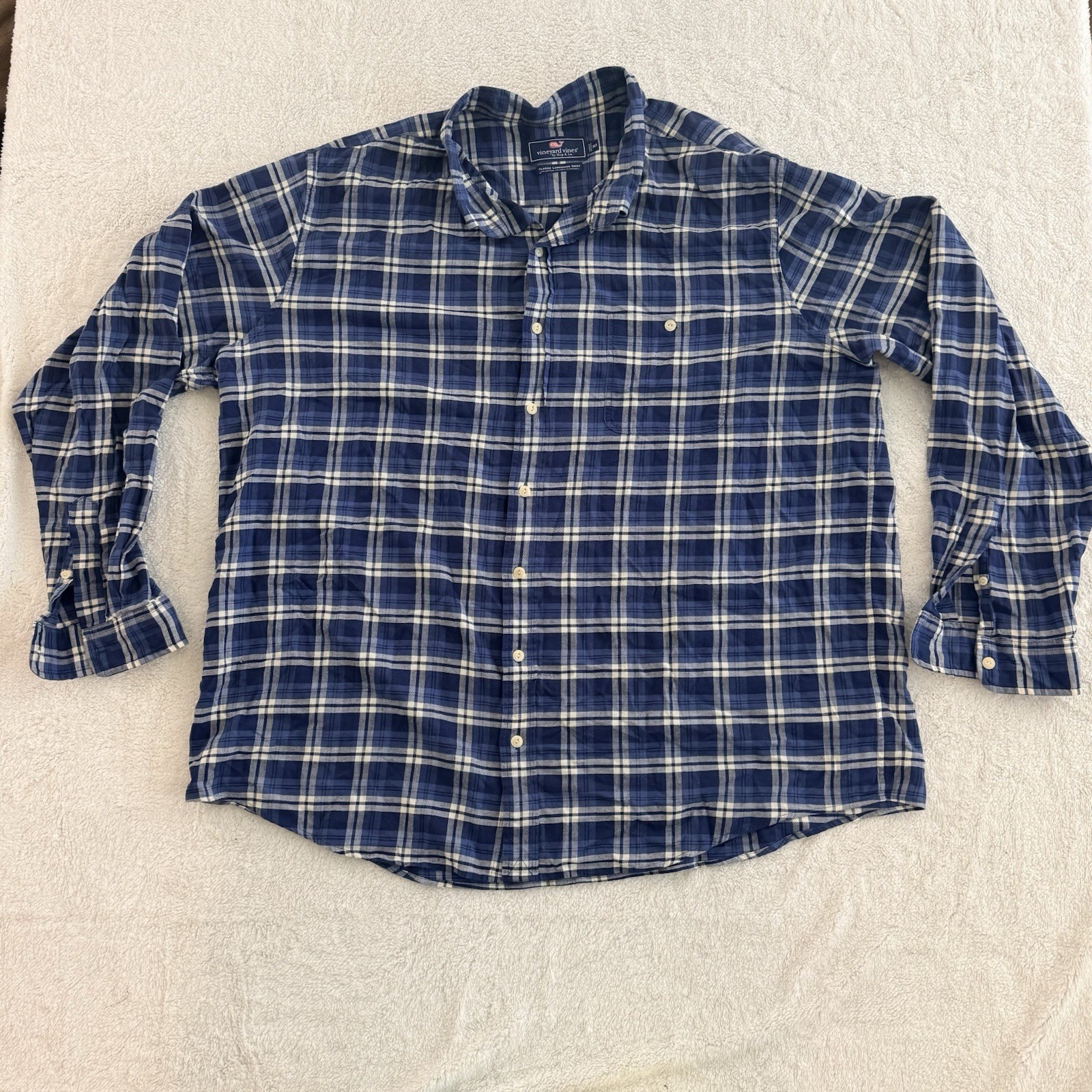 VINEYARD VINES SHIRT MEN’S 3XL BLUE PLAID BUTTON DOWN LONG SLEEVE