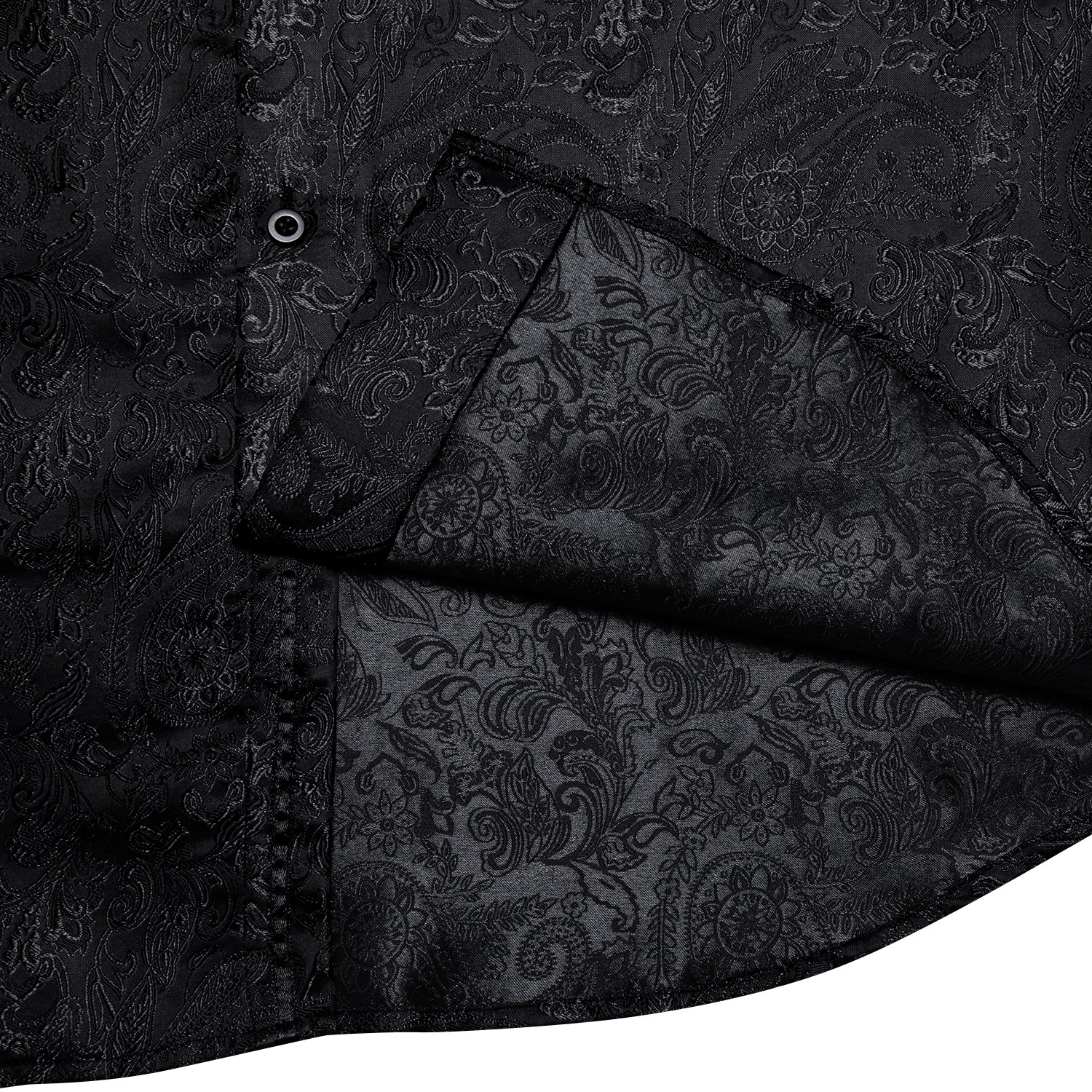 Mens Shirt Long Sleeve Black Paisley Luxury Button Regular Fit Shirts Formal