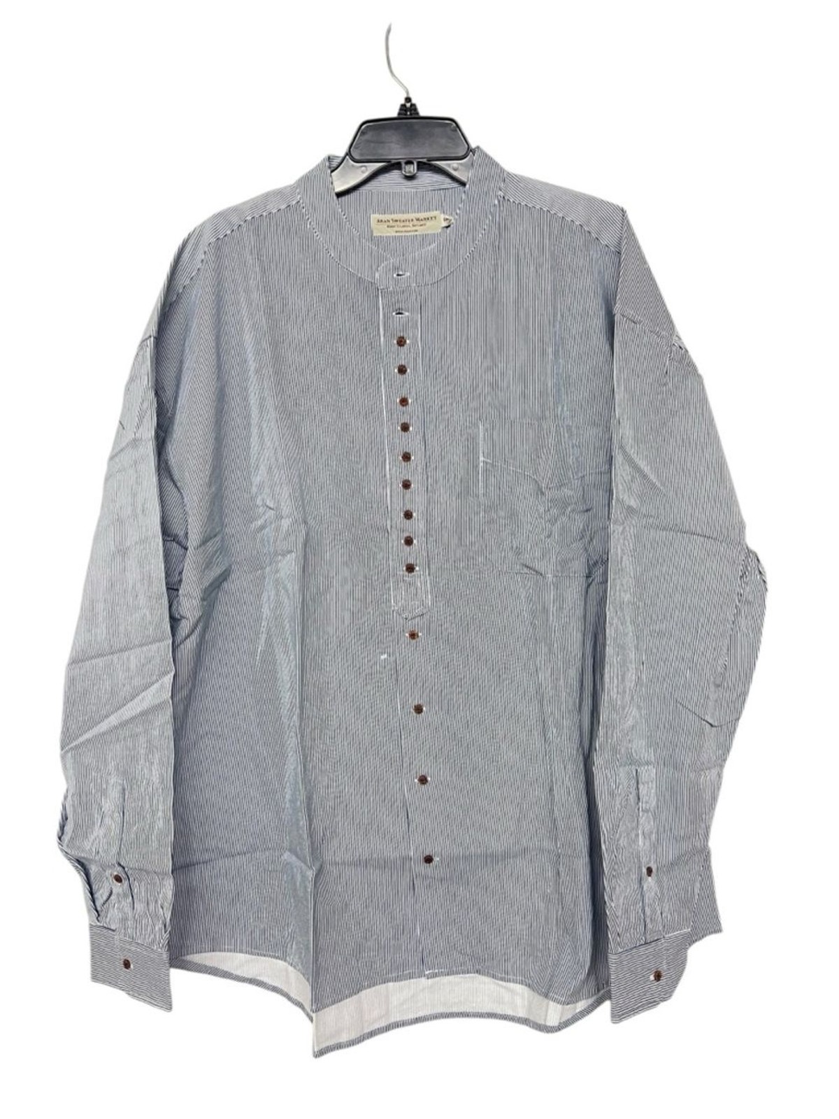 NEW Men’s Aran Sweater Market Grandfather Blue Striped Shirt 3XL