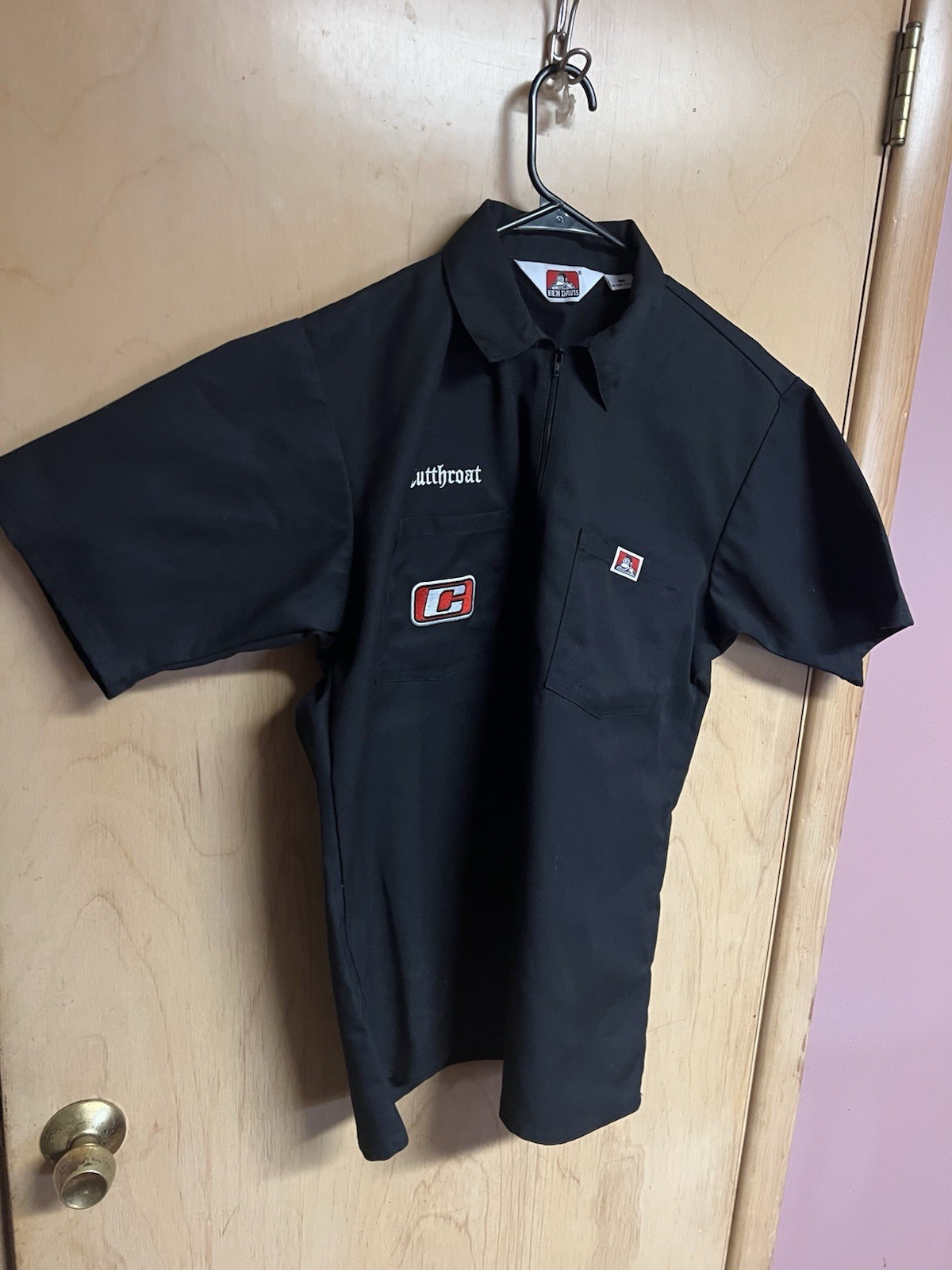 Ben Davis Gorilla Cut Throat Por Vida Shirt 1/2 Zip Front Made USA Sz M
