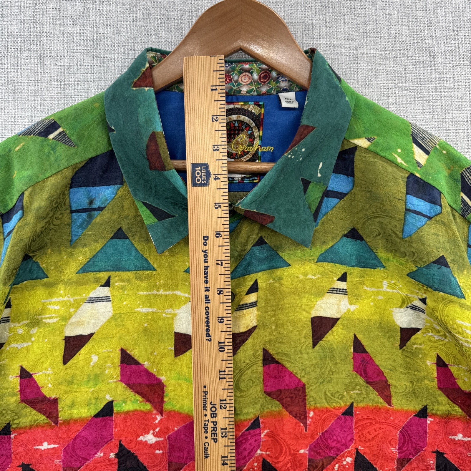Robert Graham Shirt 3XL Multicolor Geometric Hawaiian Resort Abstract Silk Blend