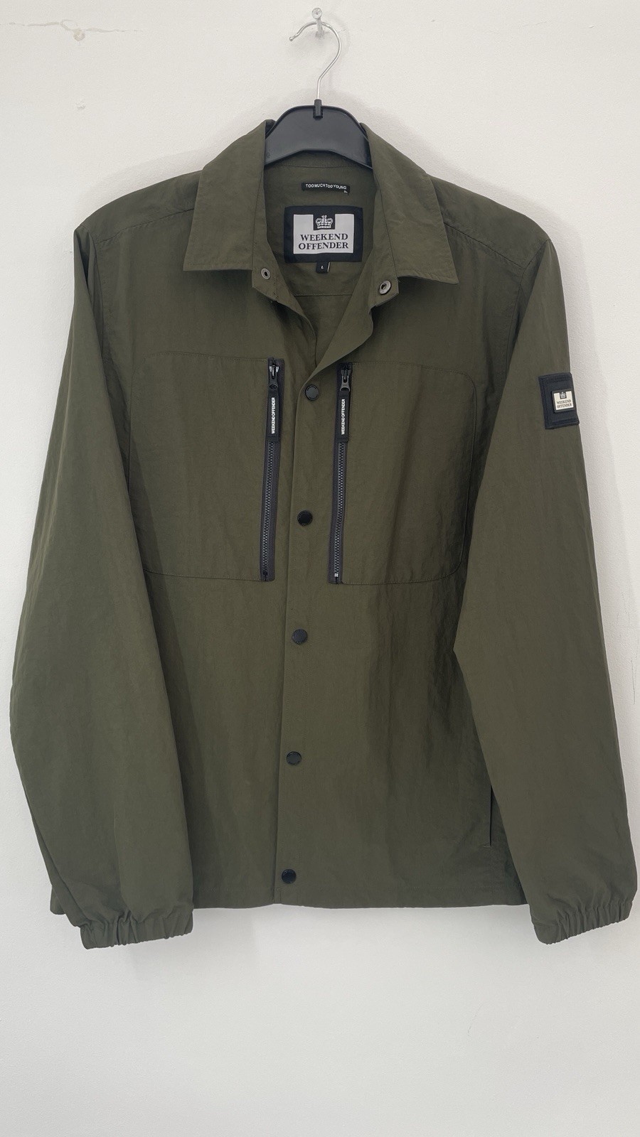 Weekend Offender Mens L (40-42) Nicky Eyes Overshirt Shacket Jacket Forest Green