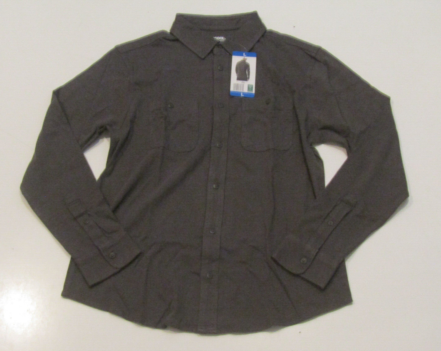 32 DEGREES Gray Knit Shirt NWT Mens Button Up L/S Sz Large L