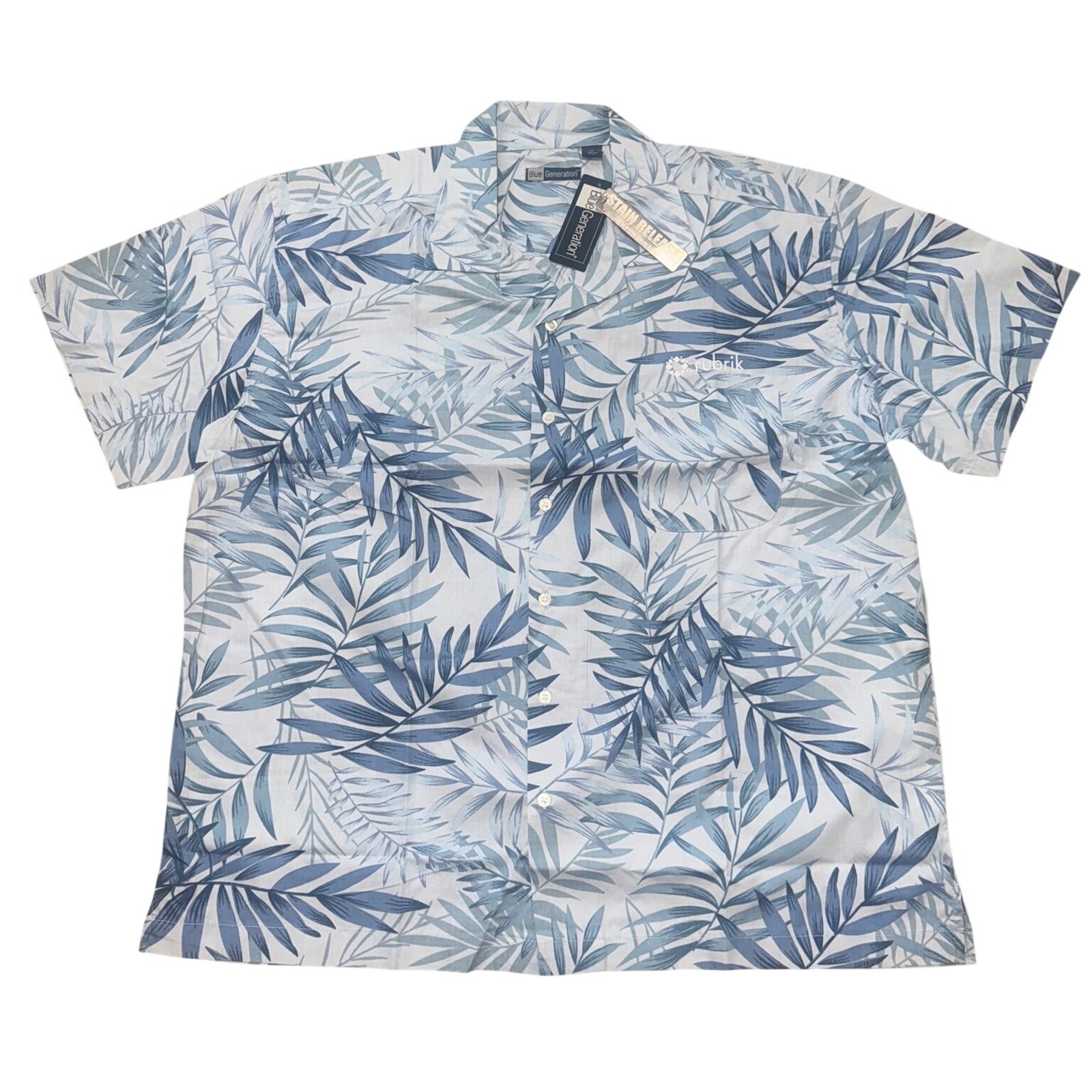 BLUE GENERATION HAWAIIAN BUTTON UP SHIRT SIZE EXTRA LARGE (XL) STAIN RELEASE