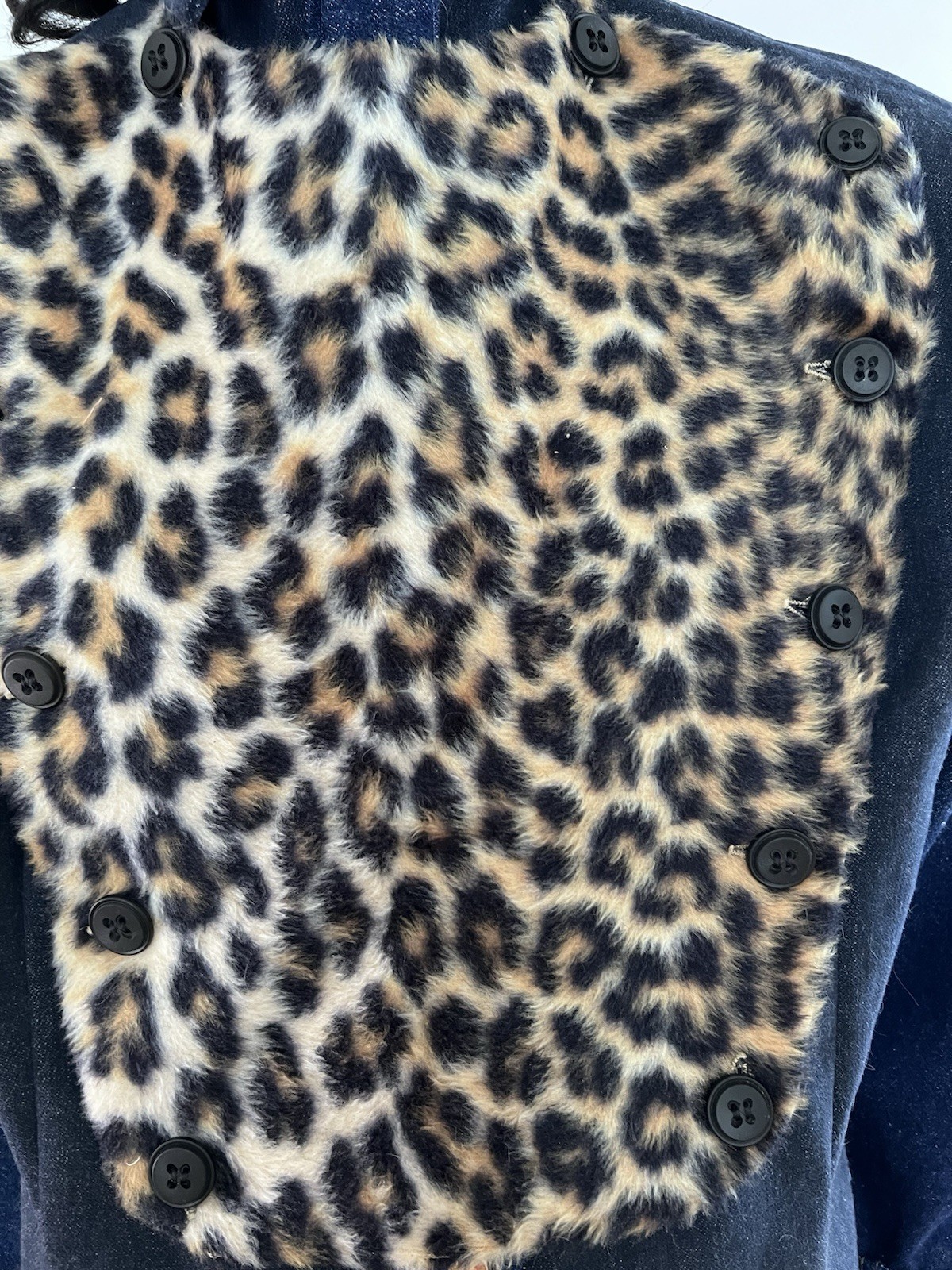 Western Bib Shirt Cheetah & Denim By A Herman USA L US Seller