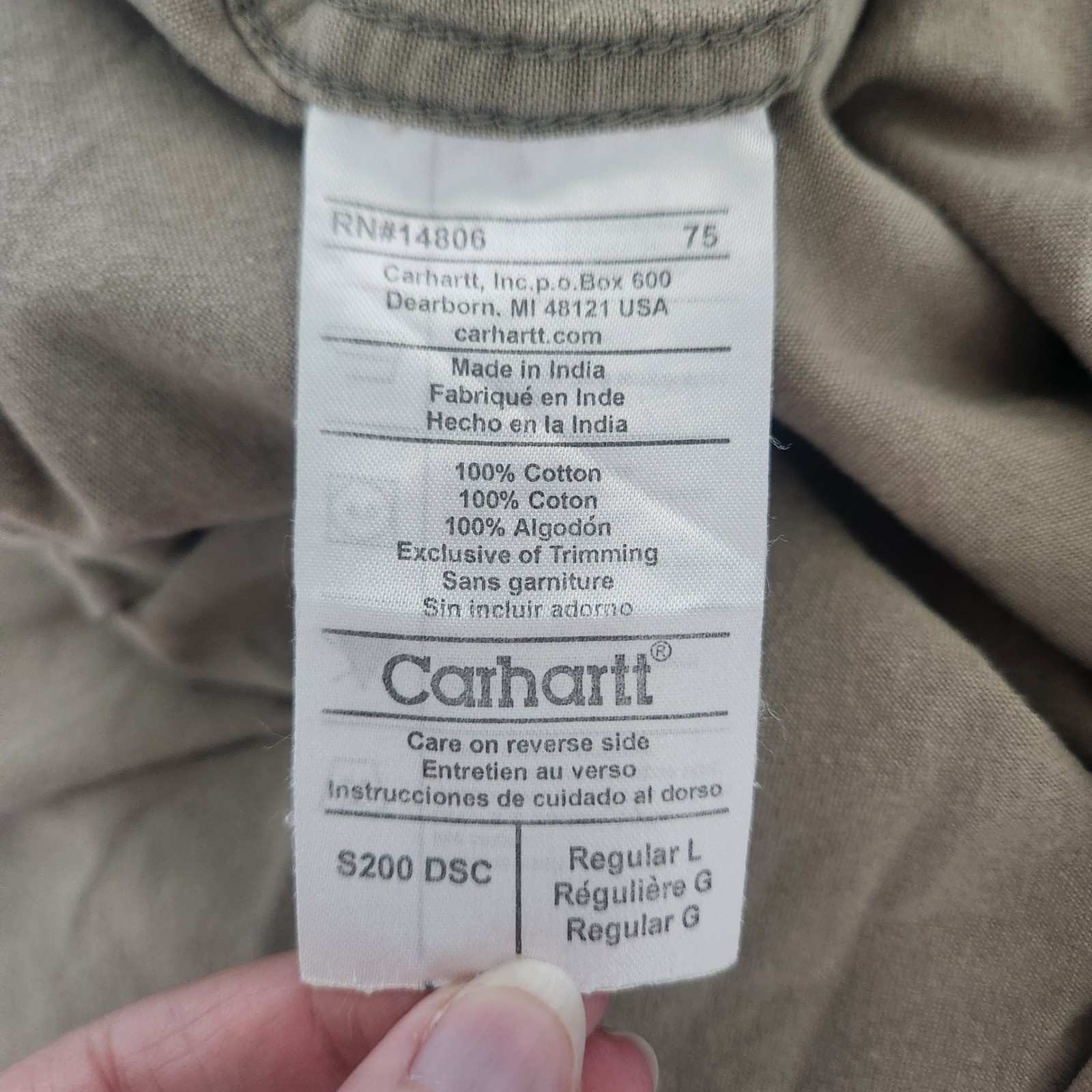 Carhartt Mens Khaki Tan Short Sleeve Button Down Work Shirt S200 DSC L Gorpcore
