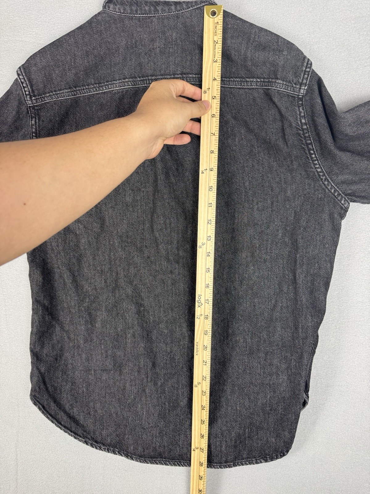 Rag & Bone Hemp Blend Denim Black Button Down Long Sleeve Shirt Mens Medium