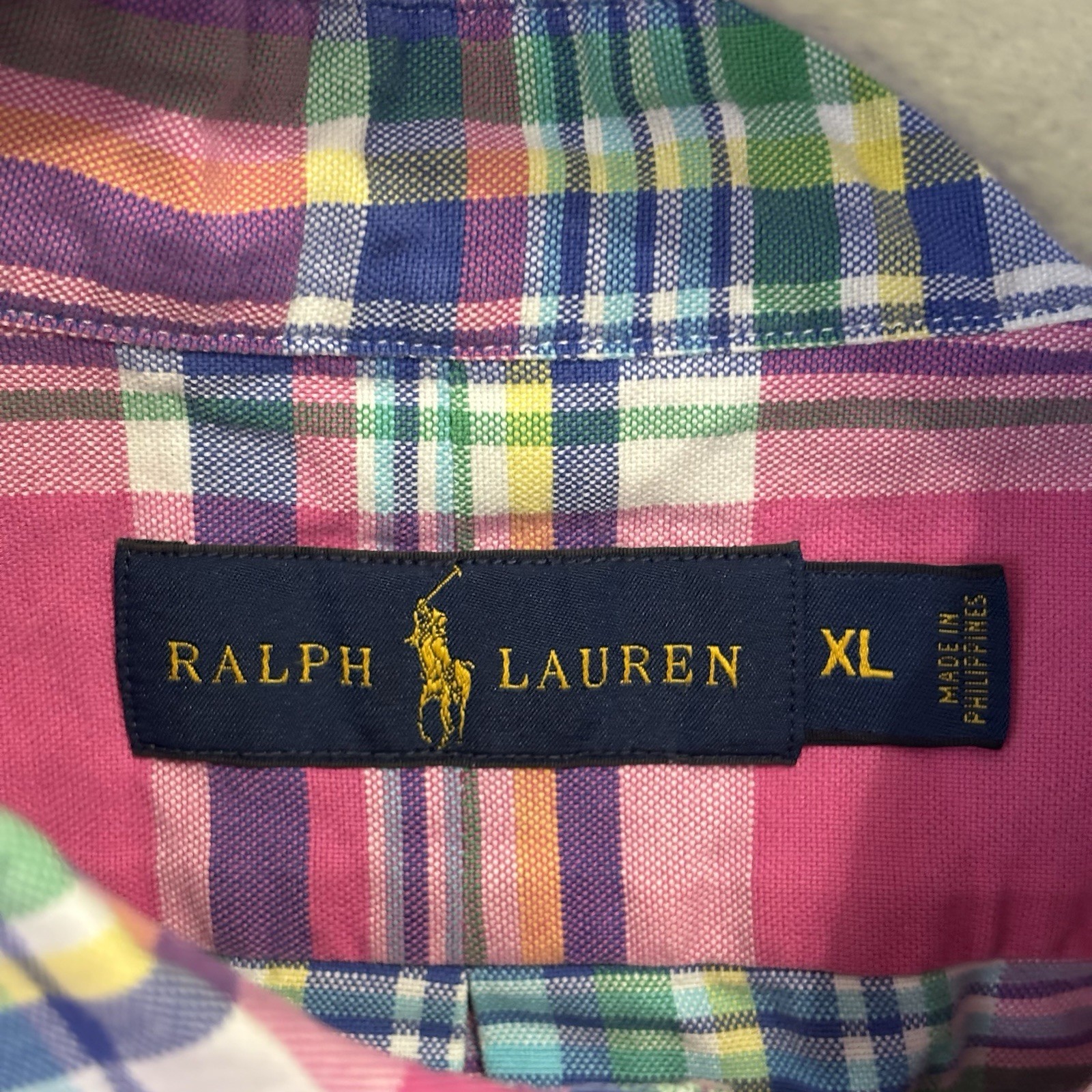 Ralph Lauren Plaid Classic Fit Button Down Shirt Mens Size XL Colorful/spring