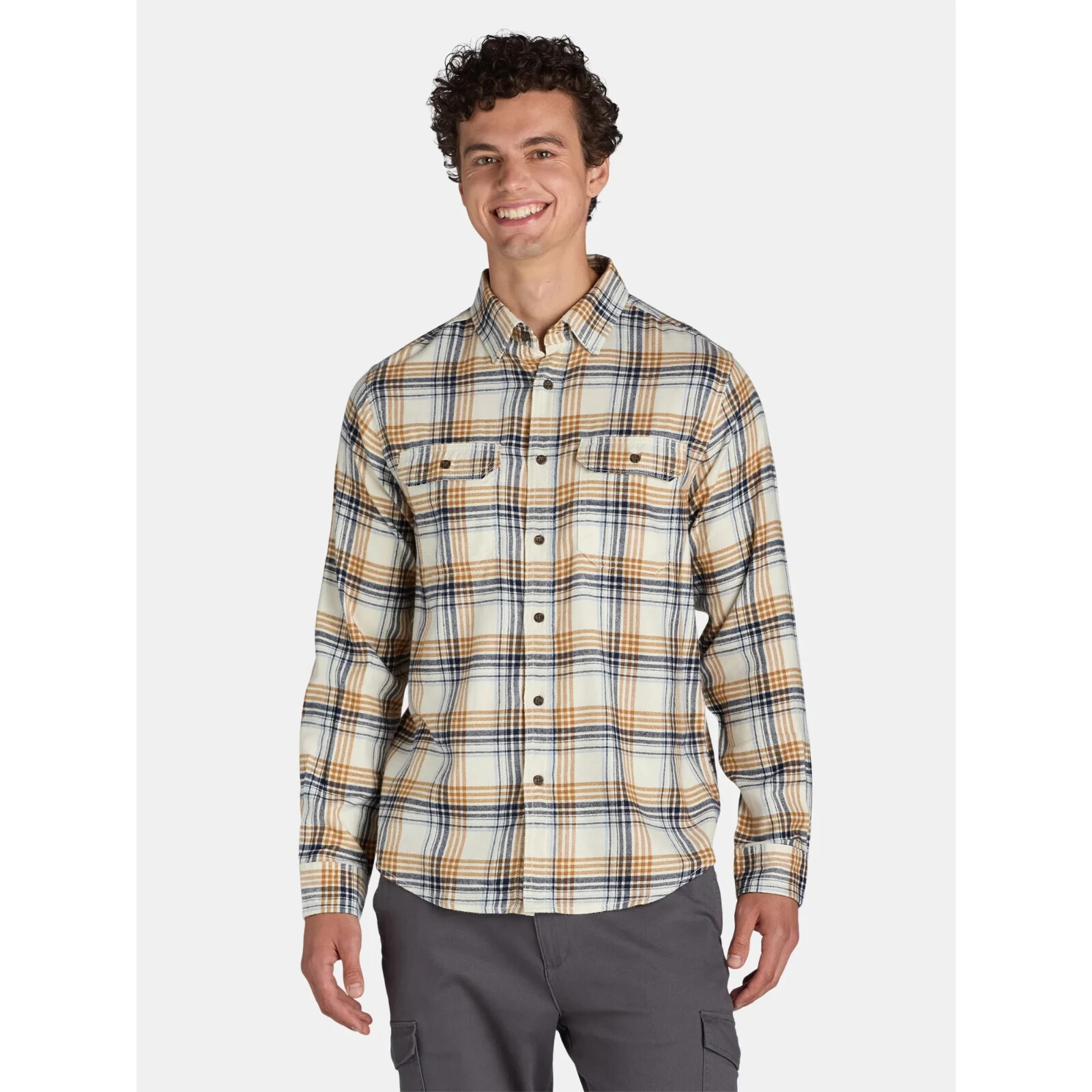 George Men’s Flannel Long Sleeve Button Down Shirt XL, XLT, 2XL, 2XLT, 3XL, 3XLT