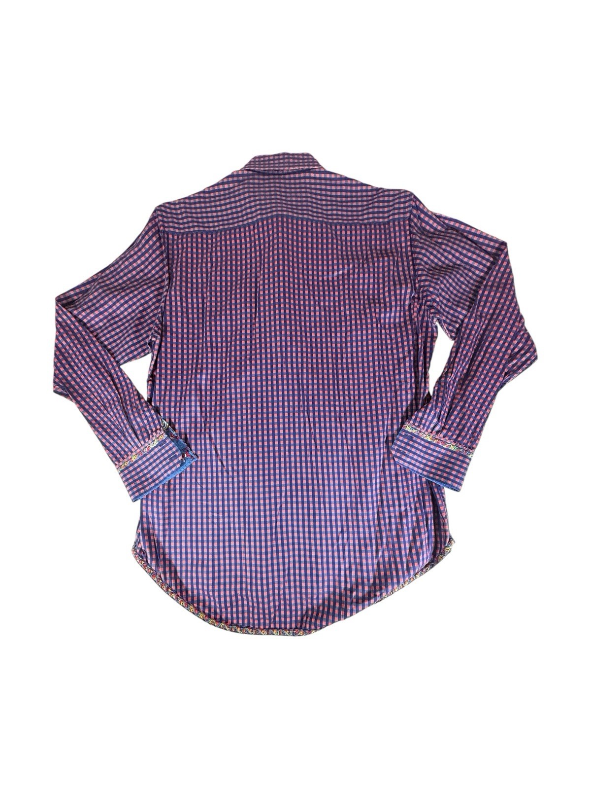 Robert Graham Shirt Adult Medium Red GIngham Plaid Button Down Flip Cuff Mens